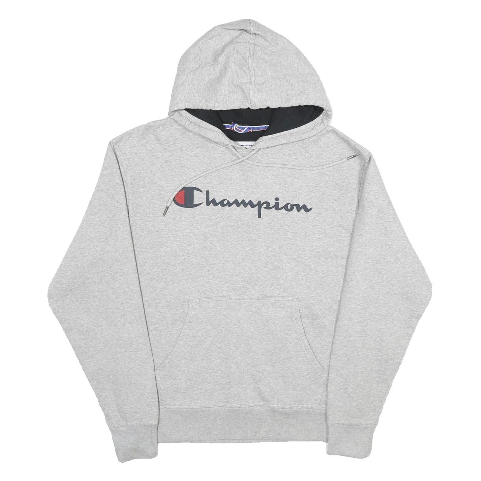 CHAMPION Mens Grey Hoodie M Cotton Blend Pullover Logo Print Refurbished - N/A refurbished available on Cerqular