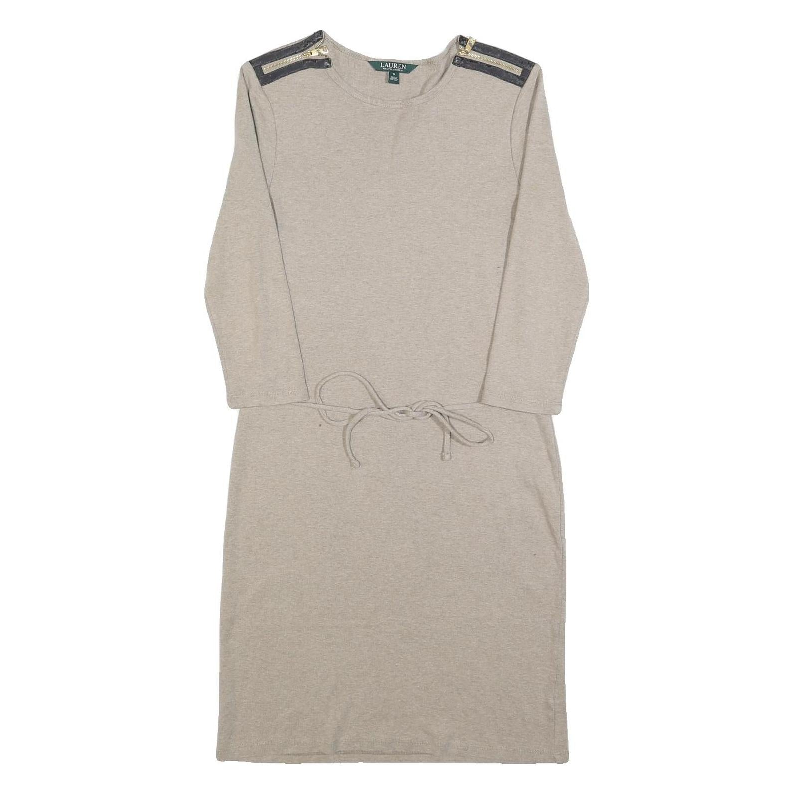 LAUREN RALPH LAUREN Womens Beige Bodycon Jersey Plain Long Sleeve Knee Length Refurbished - N/A refurbished available on Cerqular