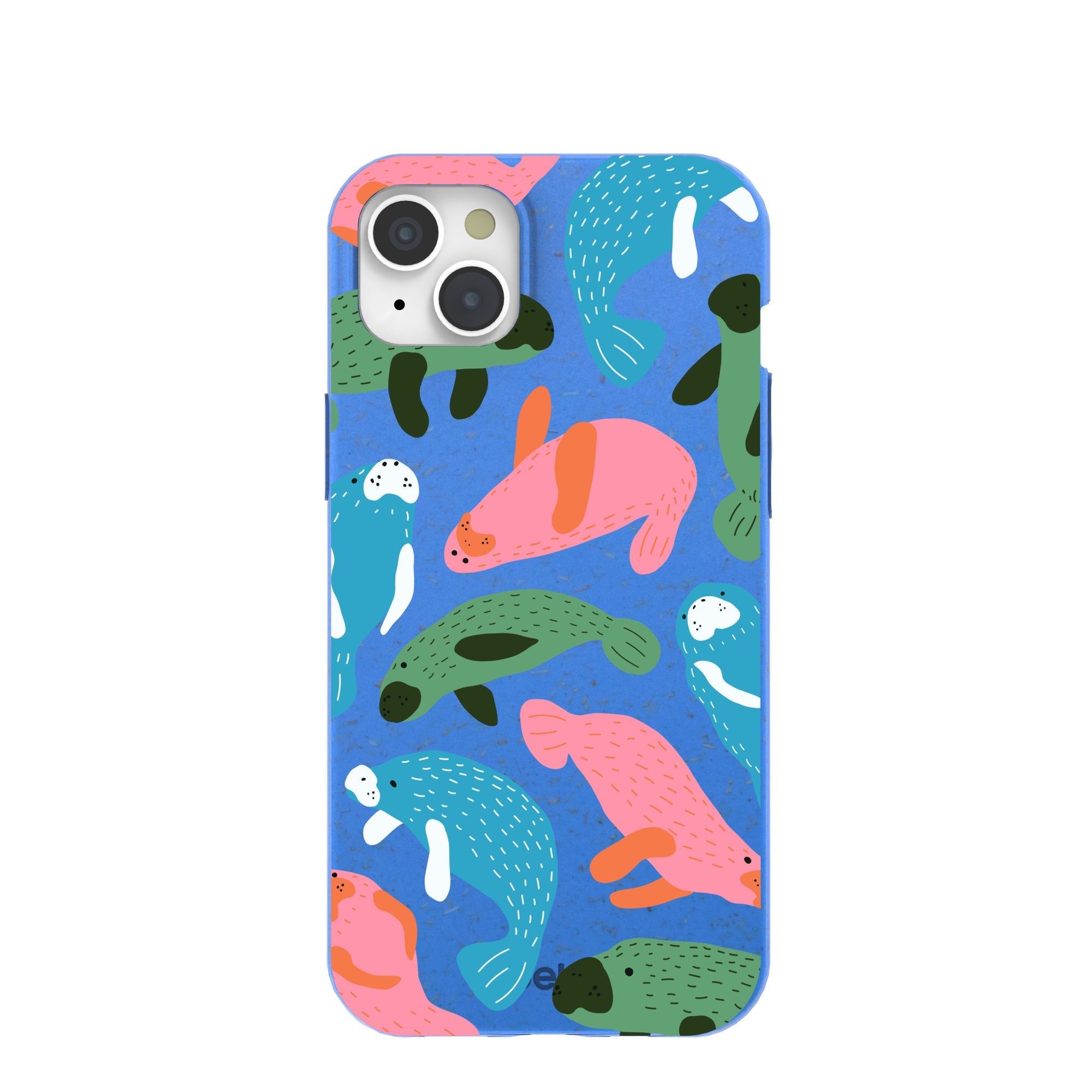 Electric Blue Sea Cows iPhone 15 Plus Case Refurbished - Pela Case refurbished available on Cerqular
