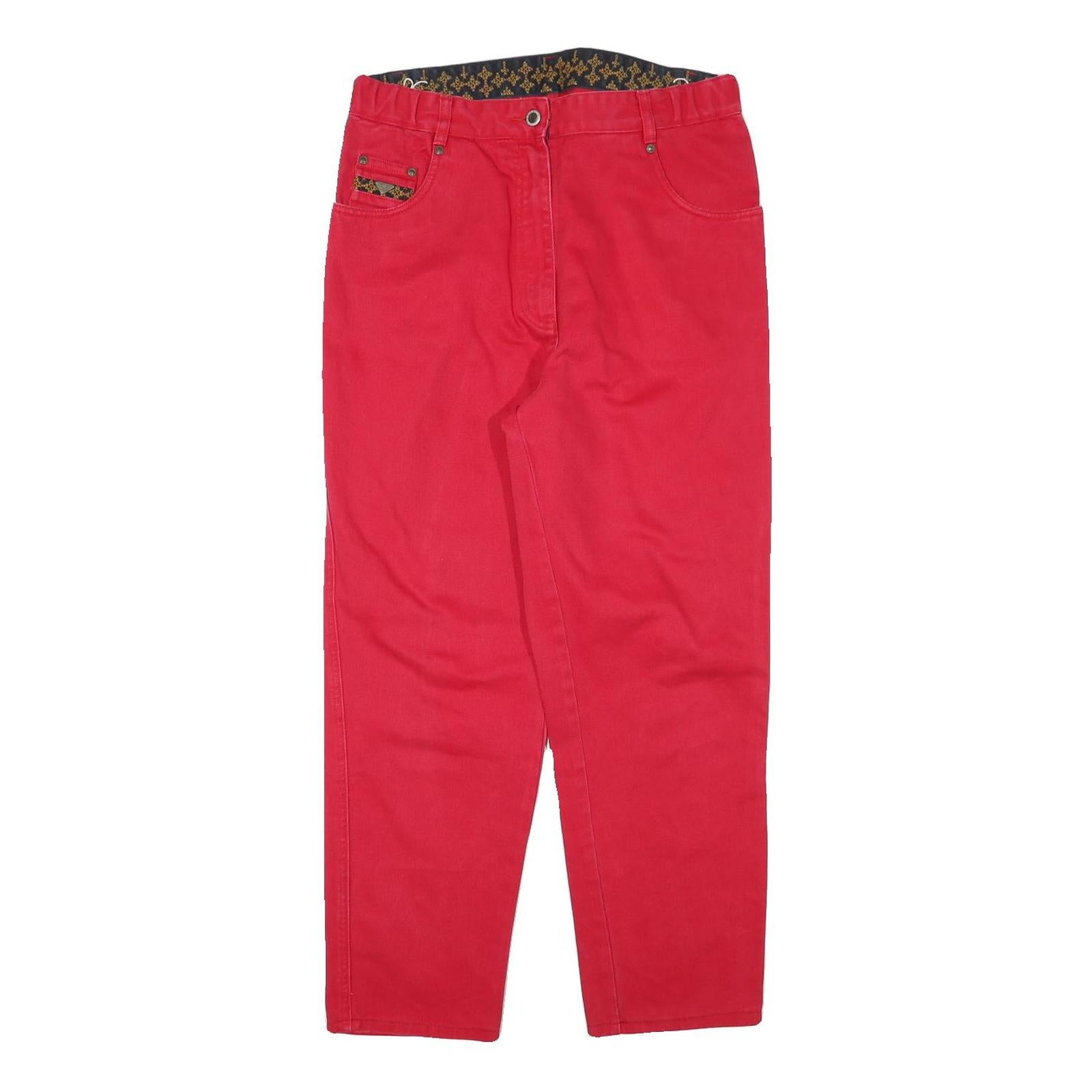 Womens Red Relaxed Jeans Cotton Blend W31 L26 Zip Pocket Detail Refurbished - N/A refurbished available on Cerqular