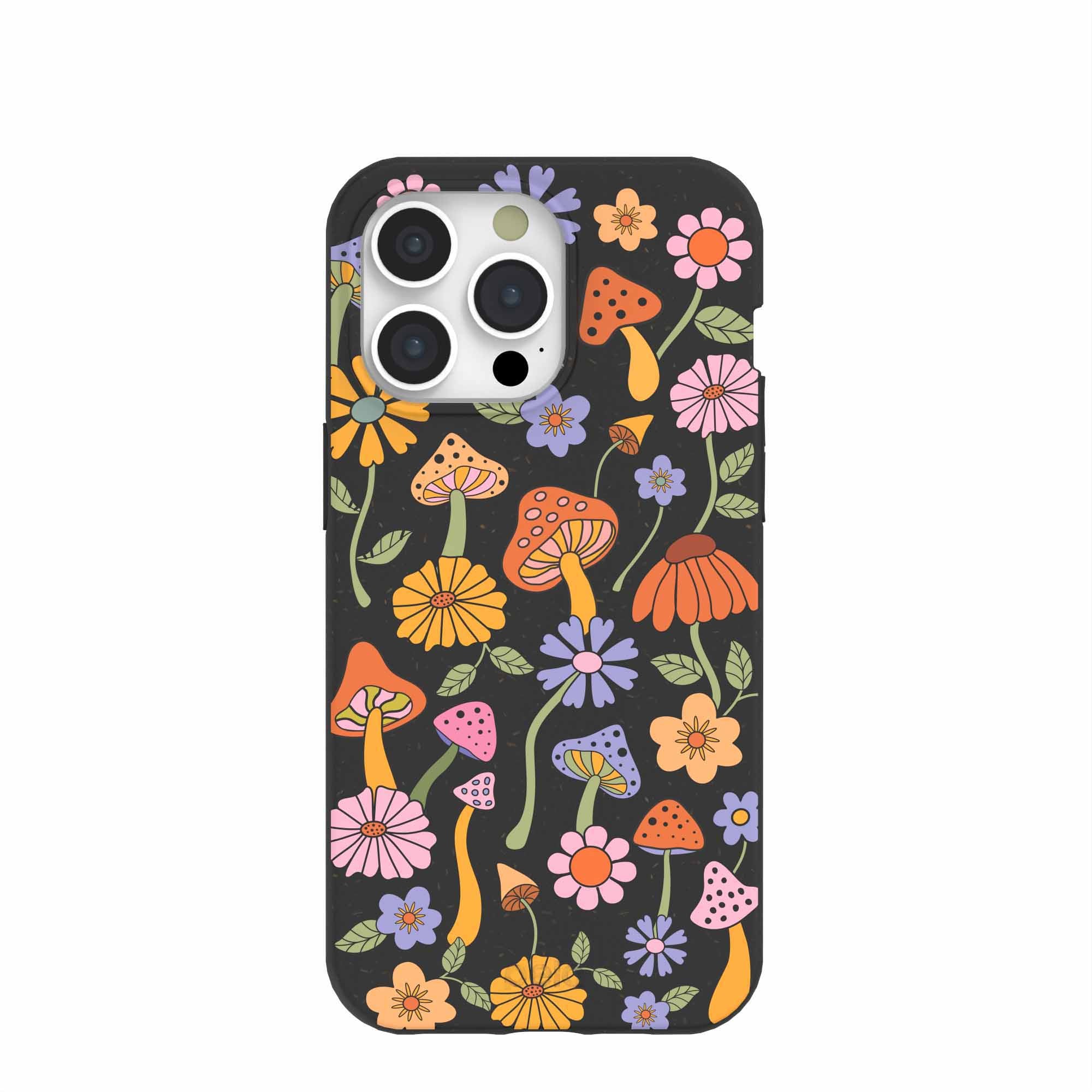 Black Midnight Shrooms iPhone 15 Pro Max Case Refurbished - Pela Case refurbished available on Cerqular