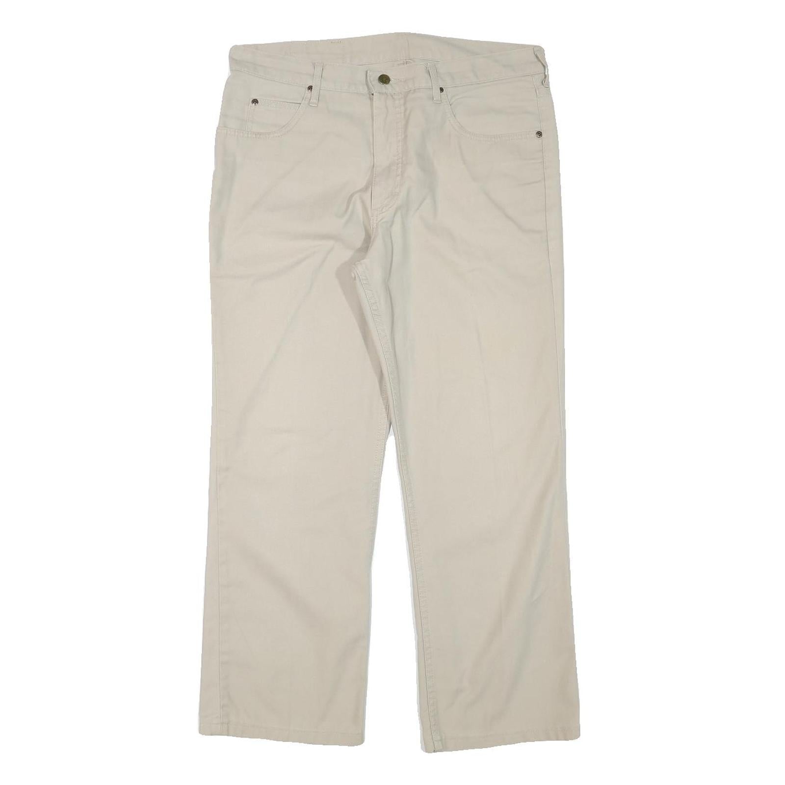 LEE Mens Regular Fit Beige Cotton Blend Trousers W34 L27 Zip Closure Casual Refurbished - N/A refurbished available on Cerqular