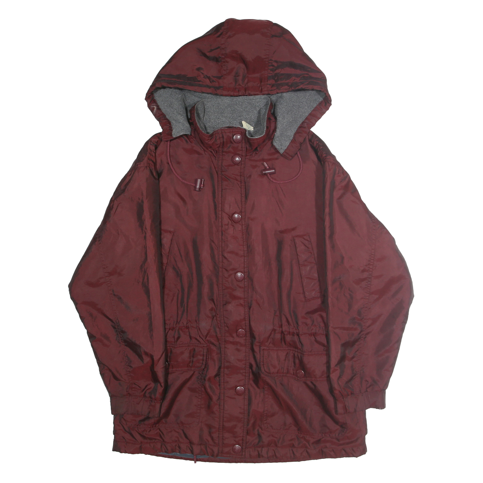 ST JOHNS BAY Womens Maroon Nylon Hooded Zip Jacket M Outdoor Windbreaker Refurbished - N/A refurbished available on Cerqular