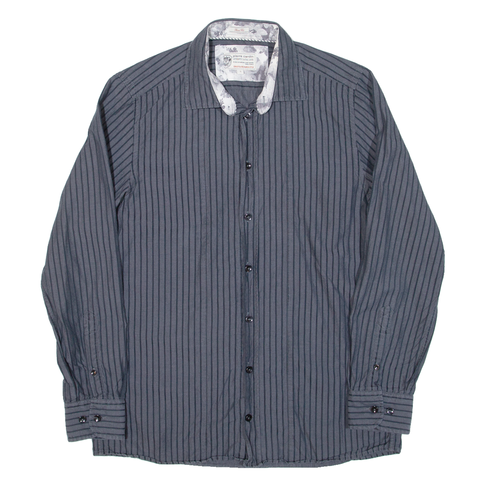 PIERRE CARDIN Mens Shirt Grey Striped Long Sleeve S Refurbished - N/A refurbished available on Cerqular