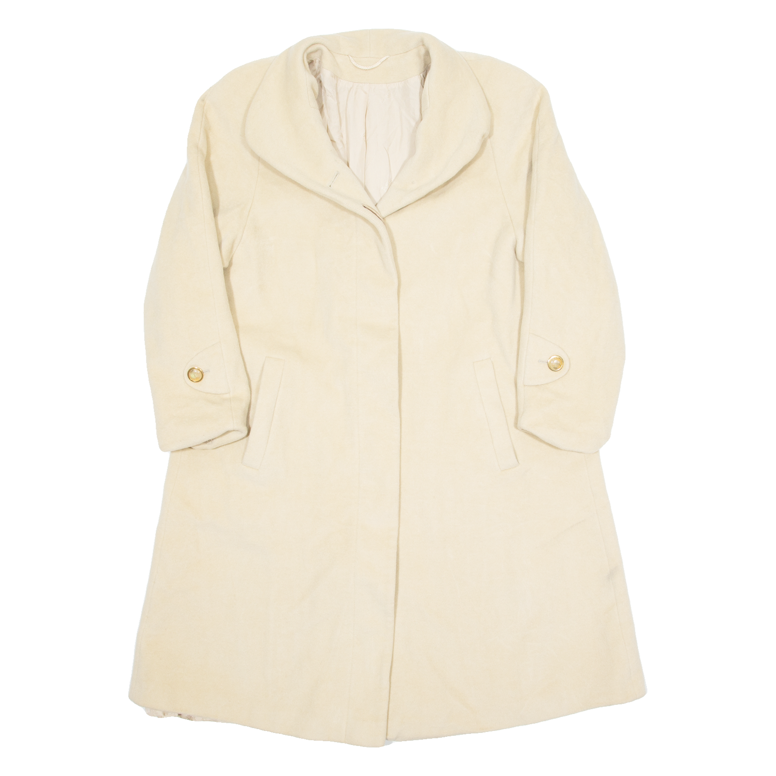 DELMOD Womens Overcoat Coat Cream Wool 90s M Refurbished - N/A refurbished available on Cerqular