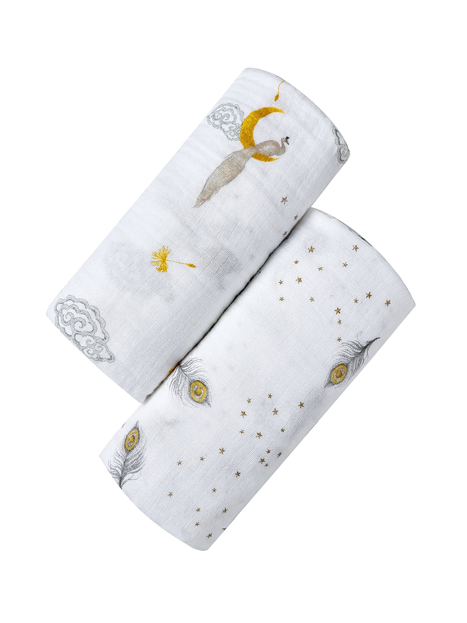 Organic Swaddle Set - Sweet Dreams (Enchanted Peacock & Magical Feathers) Refurbished - Malabar Baby refurbished available on Cerqular