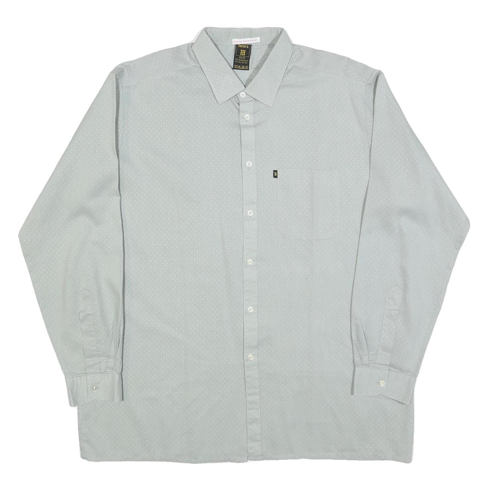 TORERO Mens Grey Plain Long Sleeve Shirt L Button Collar Polyester Blend Formal Refurbished - N/A refurbished available on Cerqular
