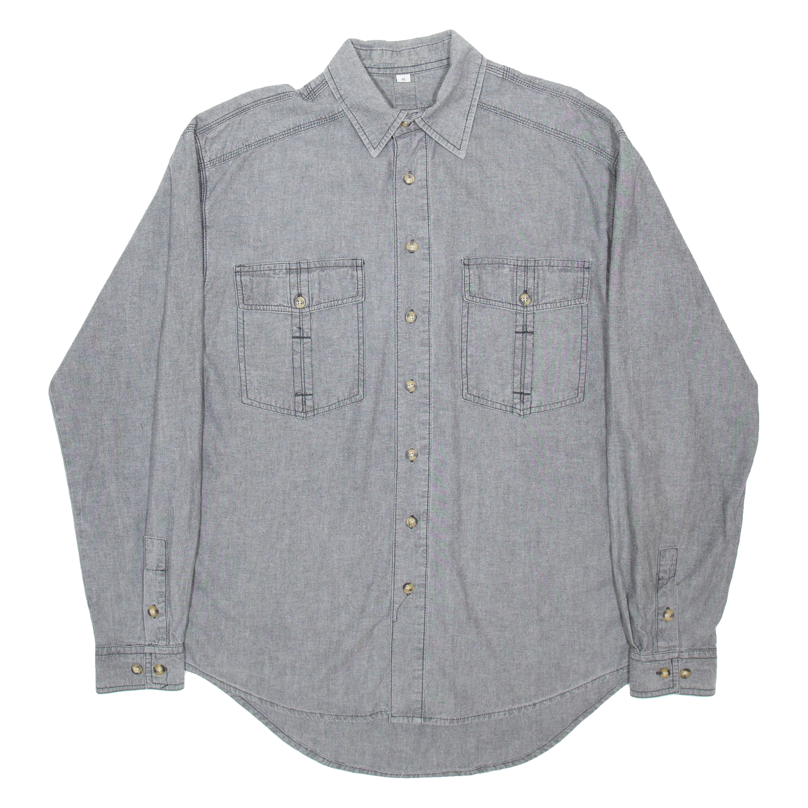 Mens Denim Shirt Grey Long Sleeve M Refurbished - N/A refurbished available on Cerqular