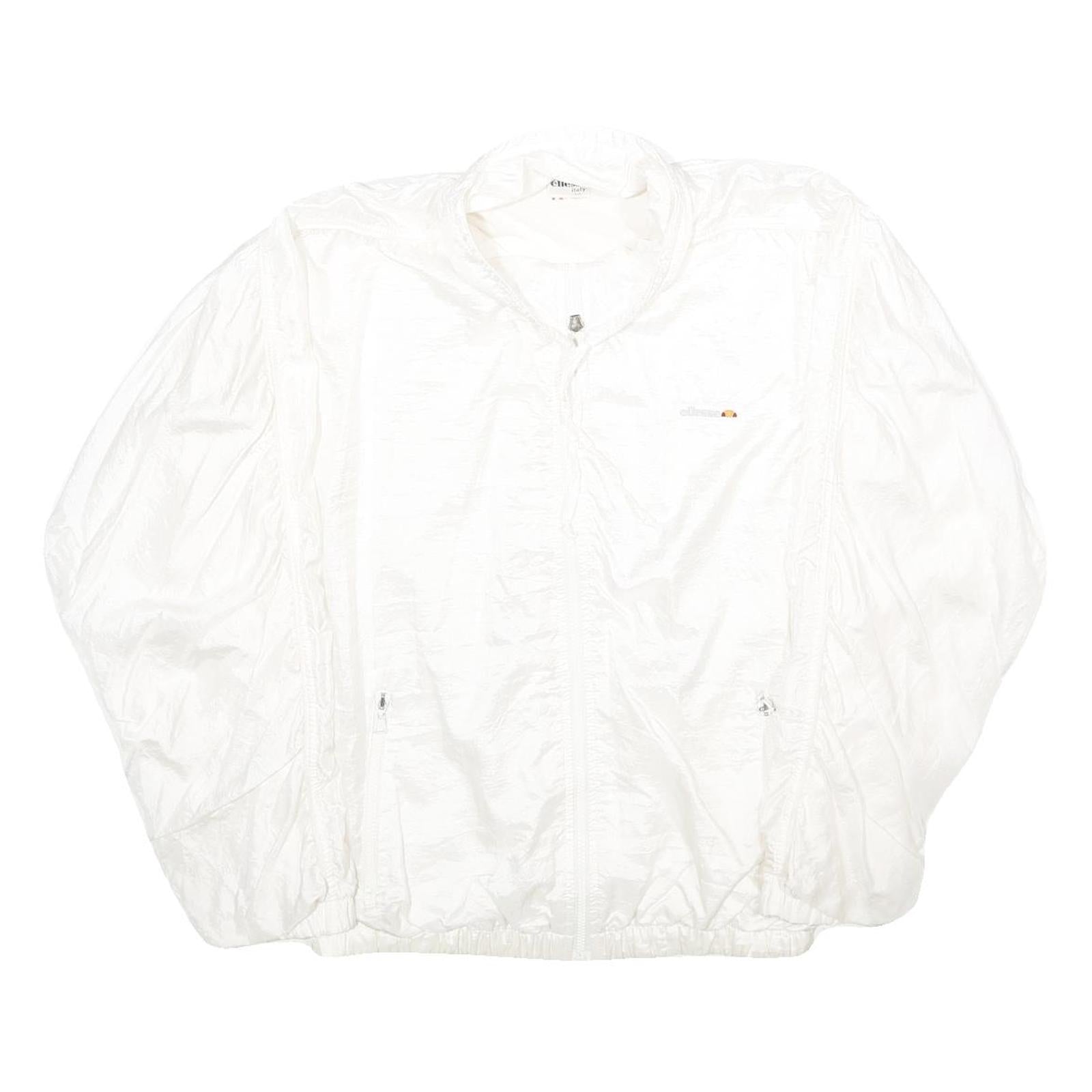 ELLESSE Womens White Nylon Bomber Jacket UK 16 Plain Lightweight Zip Refurbished - N/A refurbished available on Cerqular