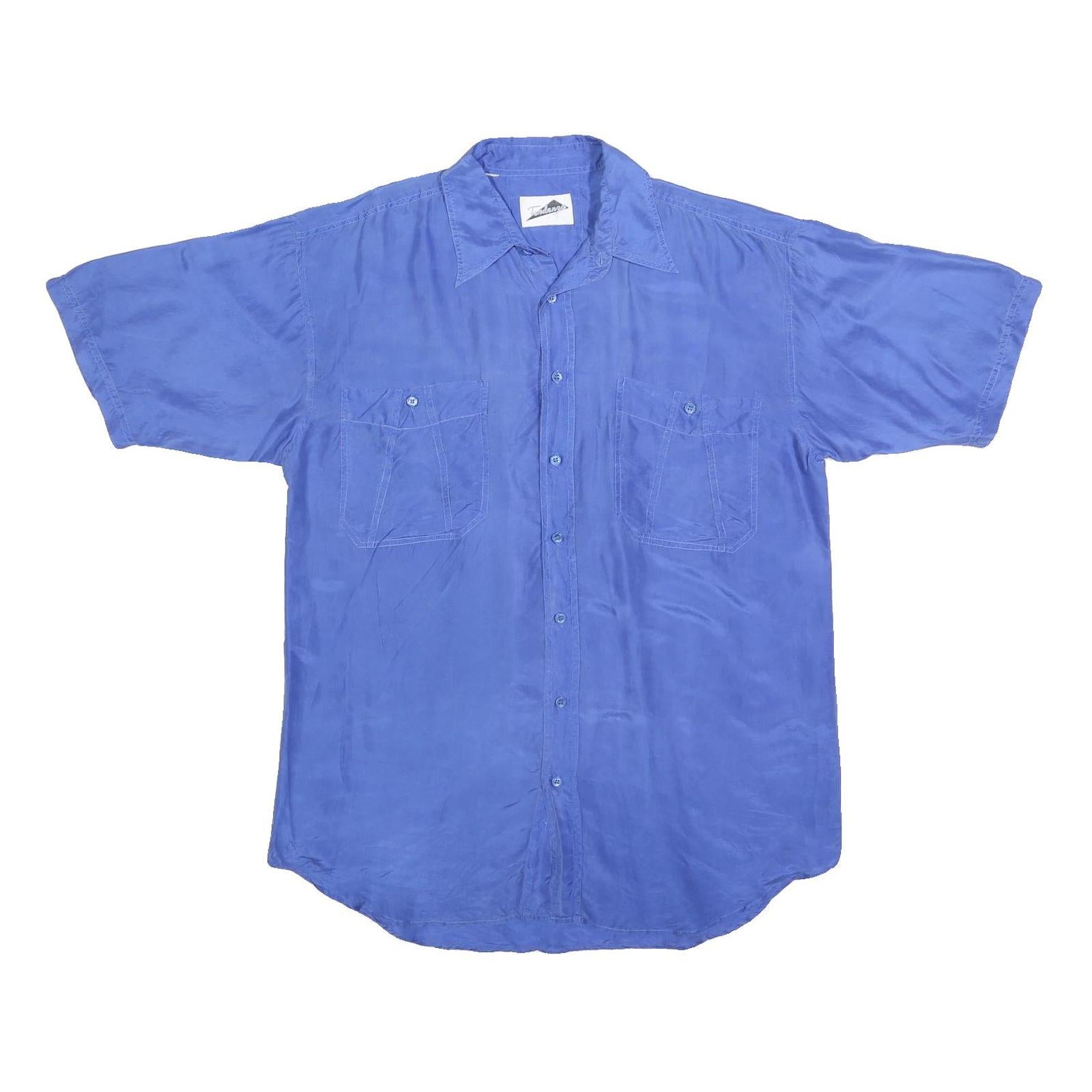 TENDENZA Mens Blue Short Sleeve Shirt L Casual Summer Button Pocket Refurbished - N/A refurbished available on Cerqular