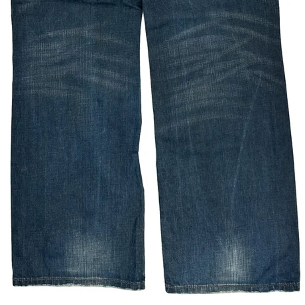 Mek Boot Cut Jeans - 34W 31L Blue Denim Refurbished - Thrifted (note: this is a term often used to describe second- refurbished available on Cerqular