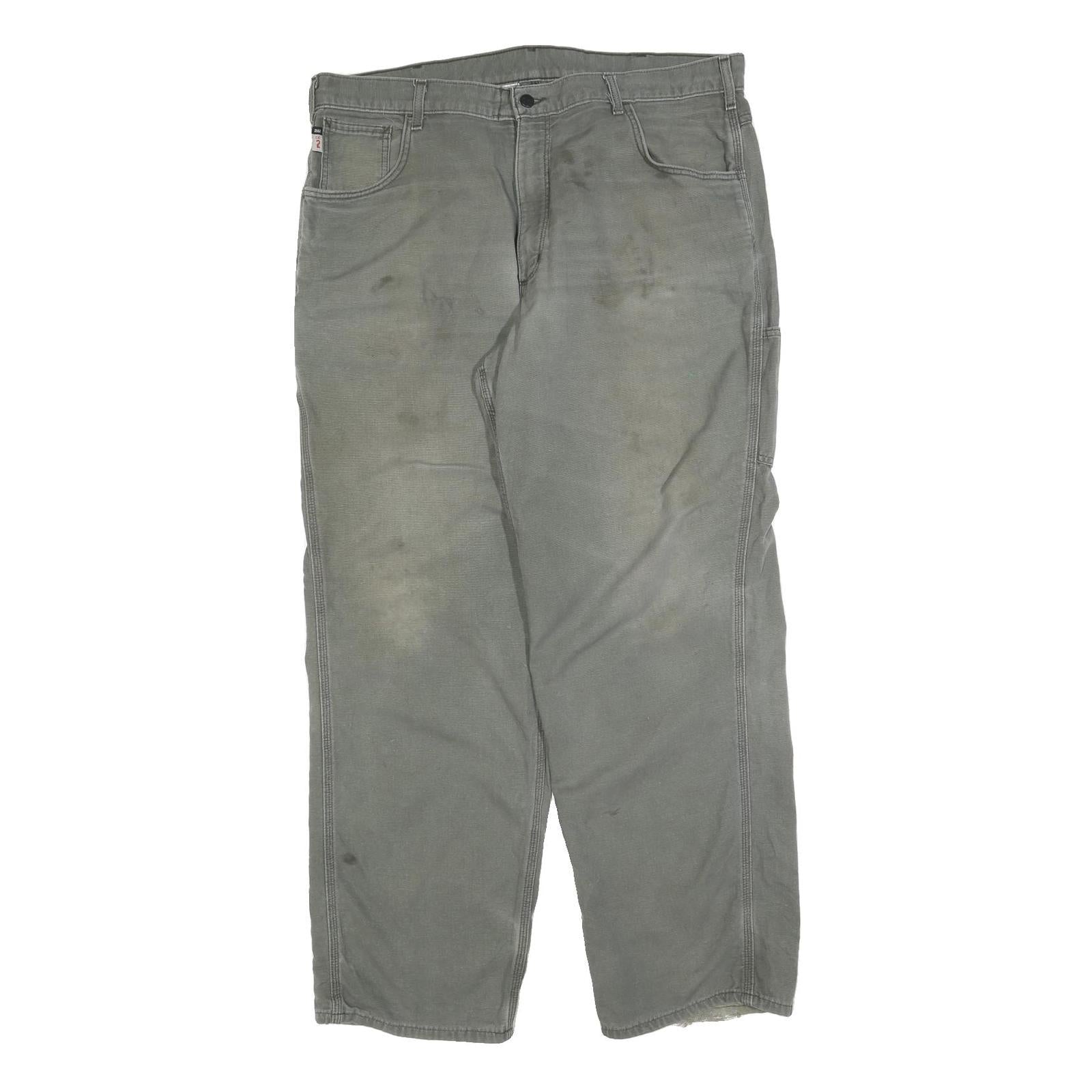 CARHARTT Mens Grey Relaxed Straight Canvas Cotton Blend Rinse W40 L32 Workwear Refurbished - N/A refurbished available on Cerqular