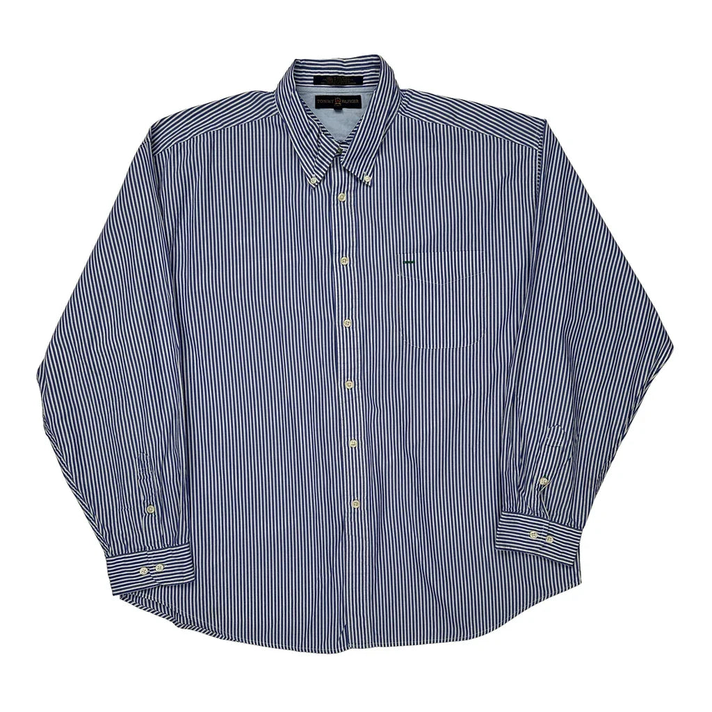 Buy Tommy Hilfiger Striped Shirt - 2XL Blue Cotton Refurbished - $46.89 Tommy Hilfiger Striped Shirt - 2XL Blue Cotton Refurbished - Thrifted (note: this is a term often used to describe second- refurbished available on Cerqular