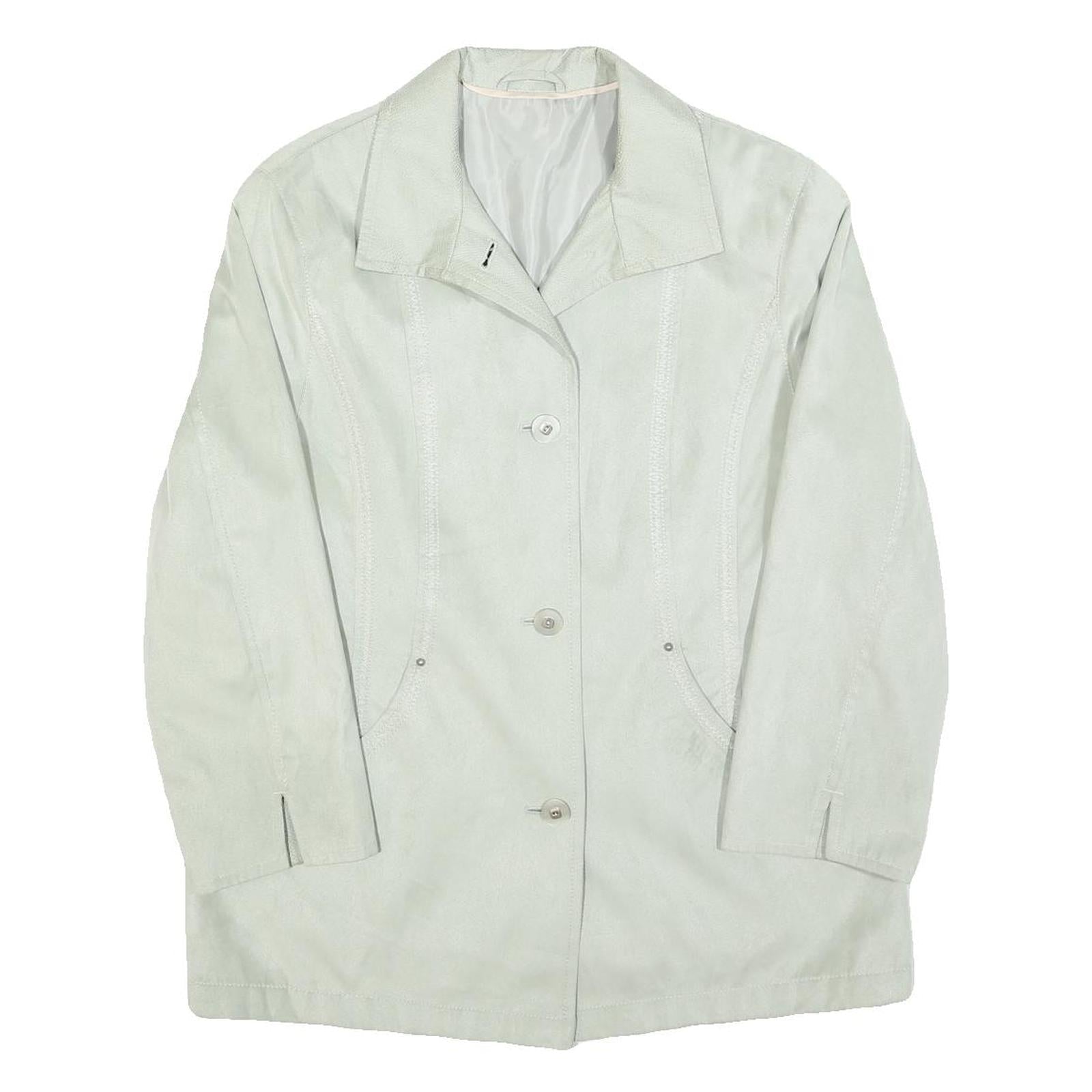 Womens White Casual Button Jacket S Polyester Blend Plain Lightweight Refurbished - N/A refurbished available on Cerqular
