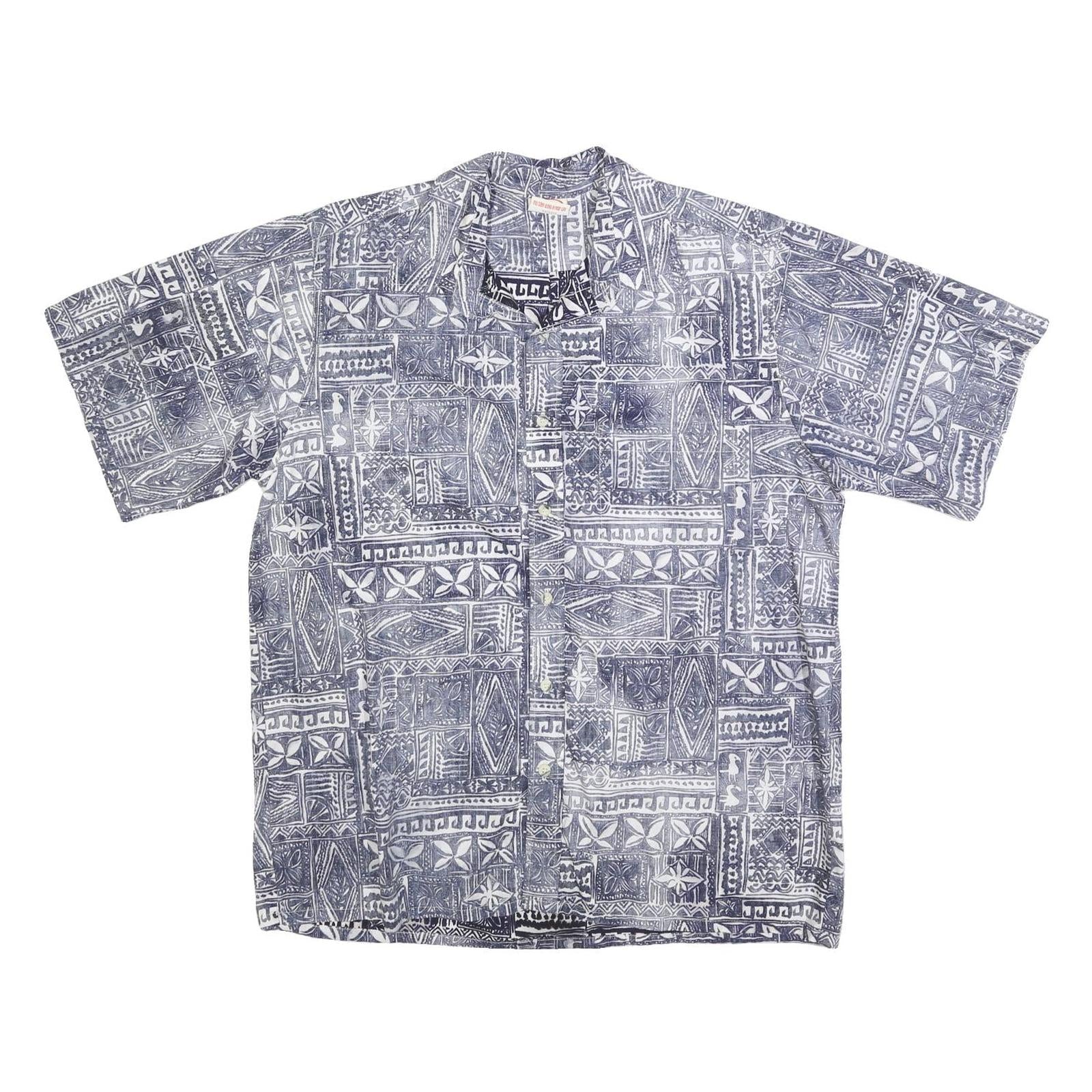 GO BAREFOOT Mens Blue Patterned Cotton Blend Short Sleeve Shirt XL Casual Summer Refurbished - N/A refurbished available on Cerqular