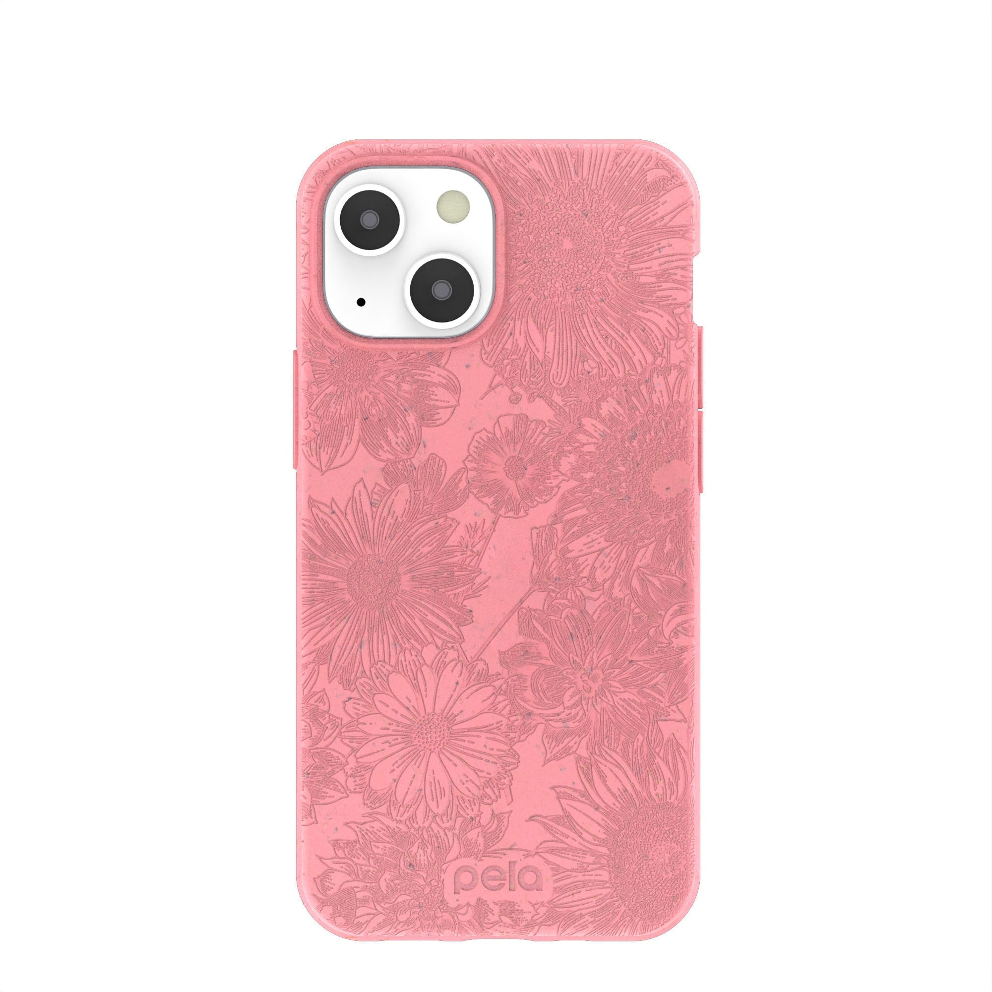Bubblegum Pink Flora iPhone 13 Mini Case Refurbished - Pela Case refurbished available on Cerqular