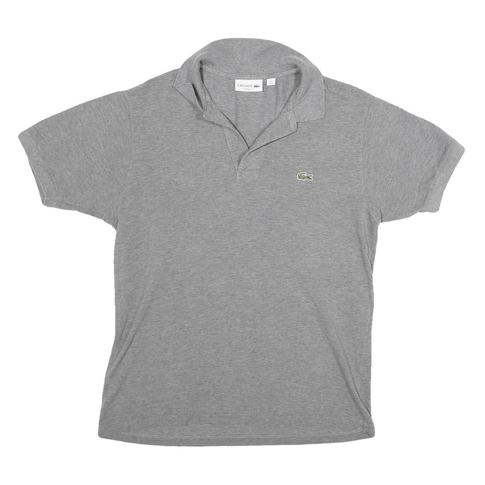 LACOSTE Mens Grey Short Sleeve Plain M Cotton Blend Polo Shirt Casual Refurbished - N/A refurbished available on Cerqular