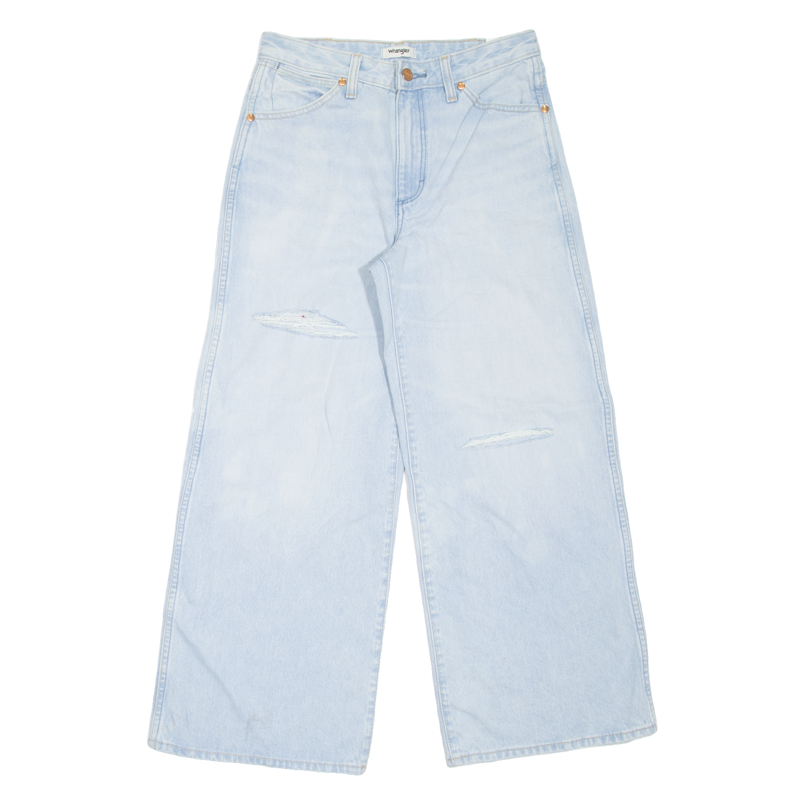 WRANGLER Distressed Womens Jeans Blue Loose Wide-Leg Stone Wash W26 L26 Refurbished - N/A refurbished available on Cerqular