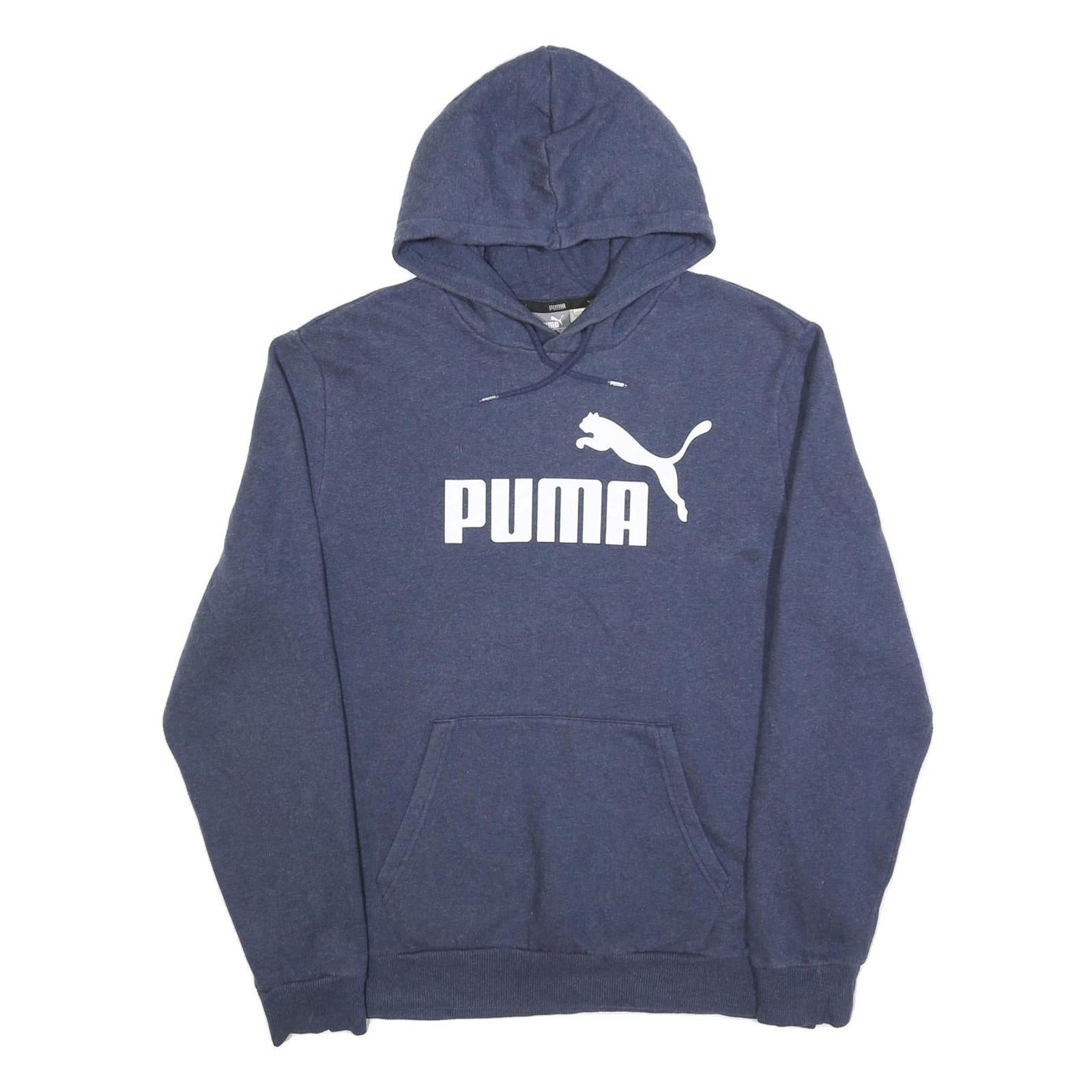 PUMA Mens Blue Hoodie L Cotton Blend Pullover Logo Print Casual Refurbished - N/A refurbished available on Cerqular