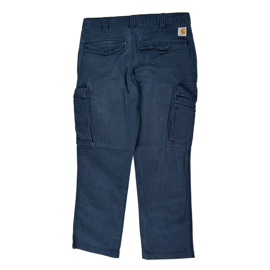 Buy Carhartt Cargo Trousers - 34W 30L Blue Cotton Refurbished - $73.69 Carhartt Cargo Trousers - 34W 30L Blue Cotton Refurbished - Thrifted (note: this is a term often used to describe second- refurbished available on Cerqular
