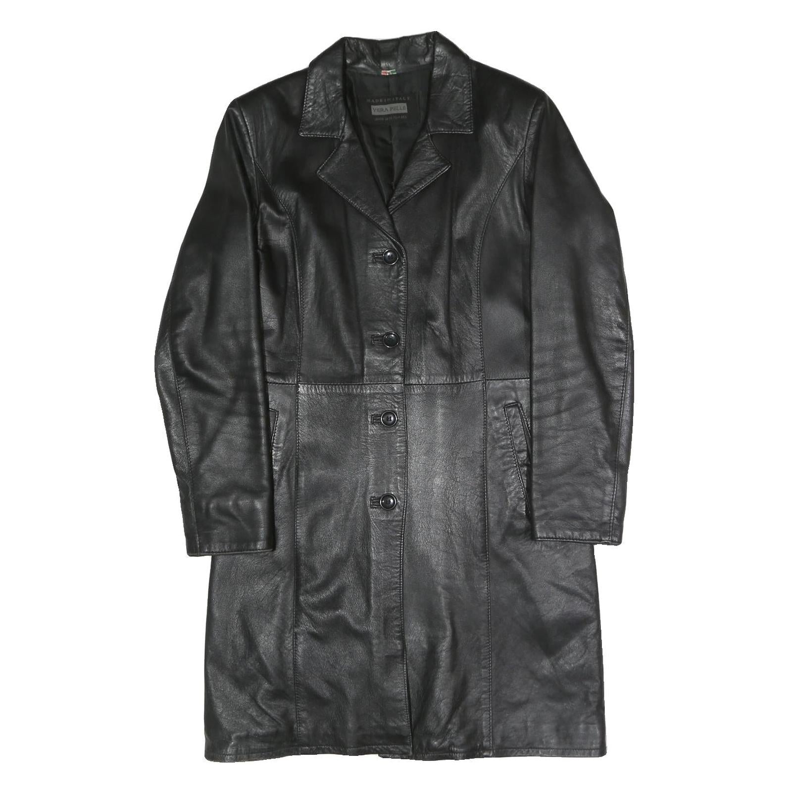 VERA PELLE Womens Black Faux Leather Coach Jacket M Woven Fabric Classic Fit Refurbished - N/A refurbished available on Cerqular