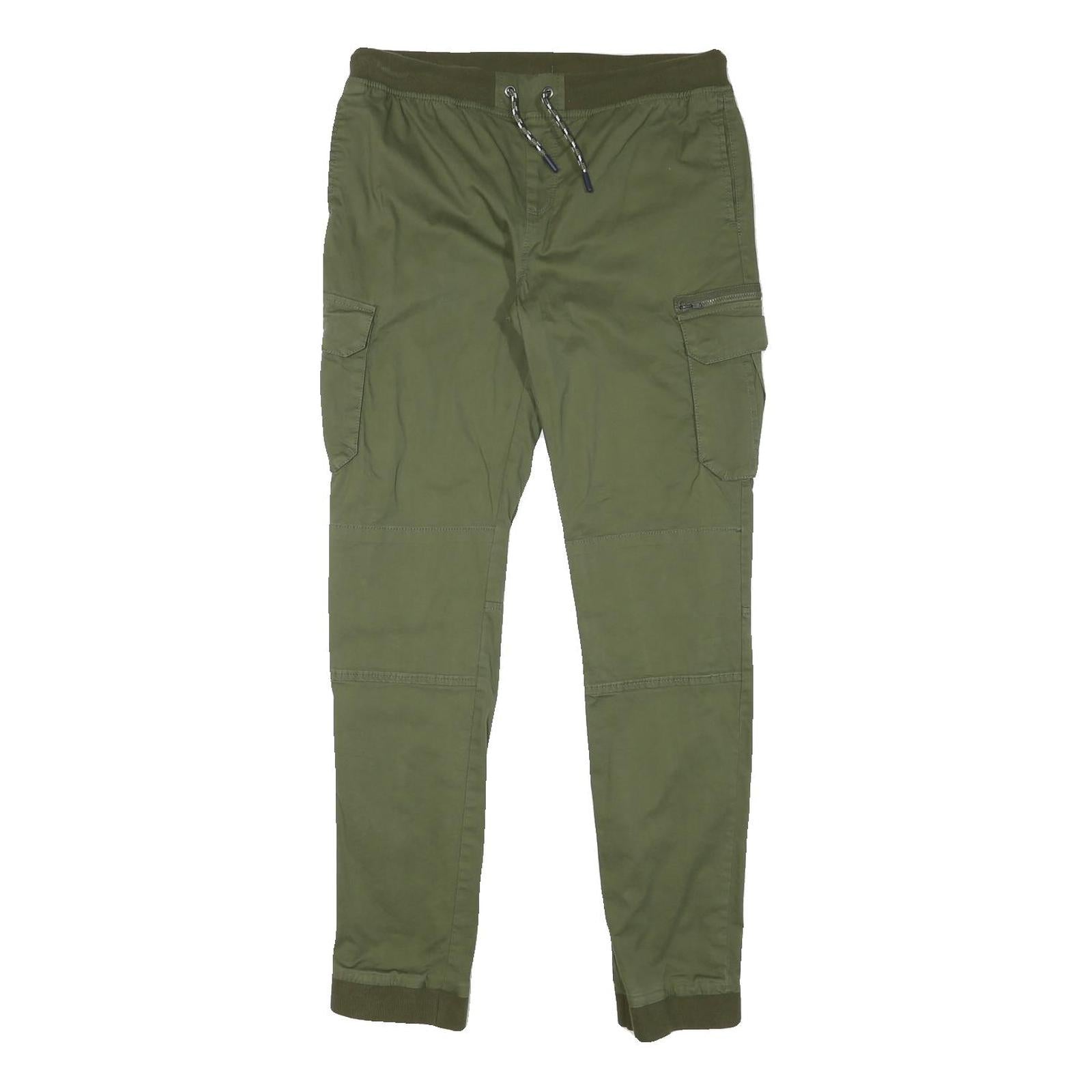 Mens Slim Green Cotton Blend Drawstring Cargo Trousers W31 L31 Casual Comfort Refurbished - N/A refurbished available on Cerqular