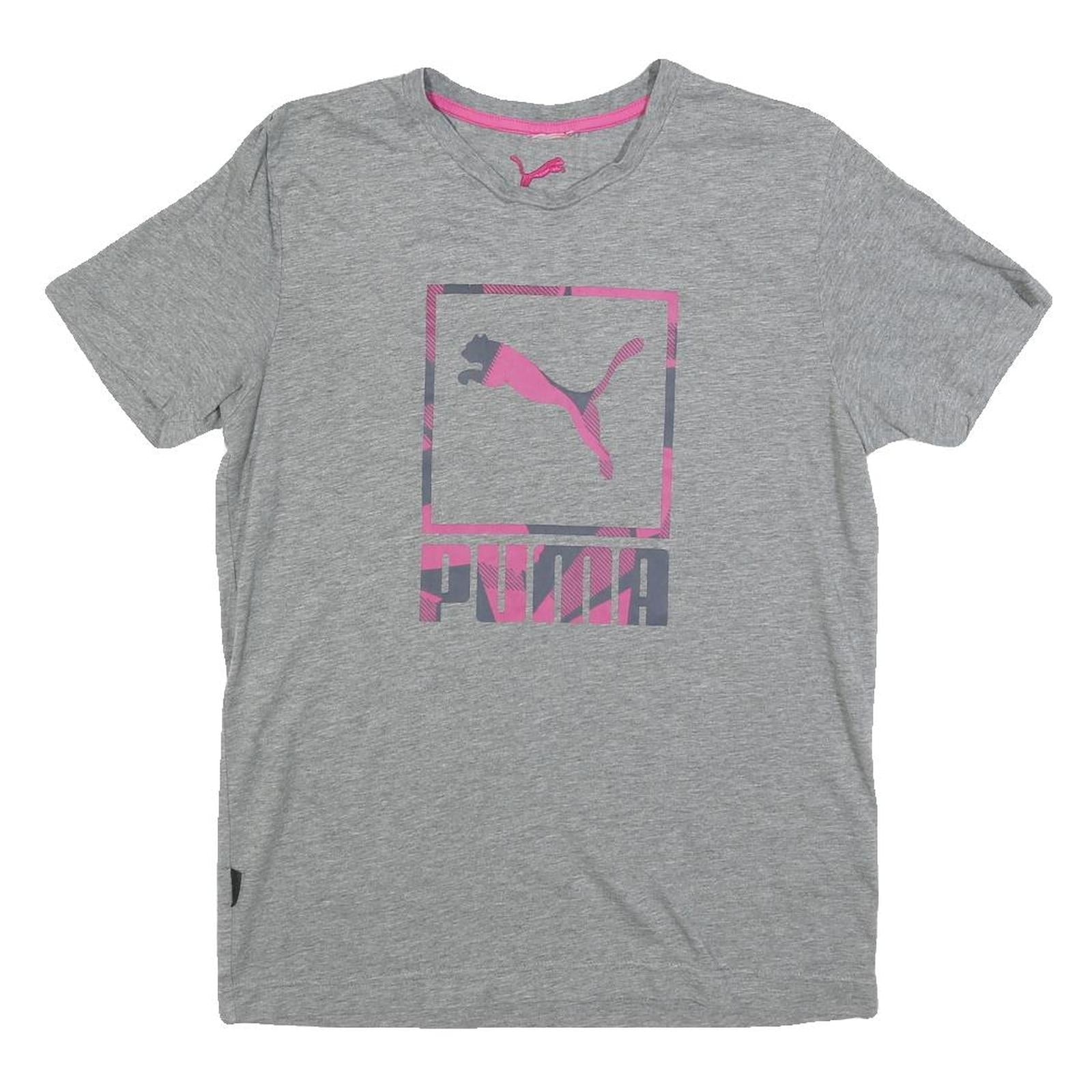 PUMA Womens Grey & Pink Graphic T-Shirt L Short Sleeve Crew Neck Casual Wear Refurbished - N/A refurbished available on Cerqular