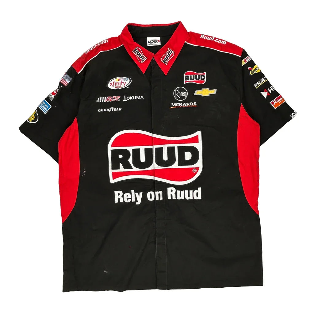 Cfs Nascar Short Sleeve Shirt - 2XL Black Polyester Refurbished - Thrifted (note: this is a term often used to describe second- refurbished available on Cerqular