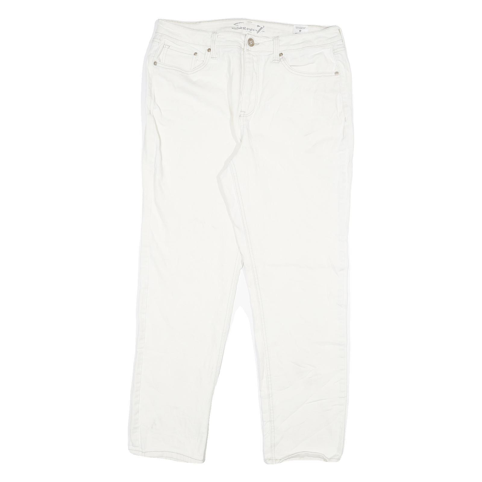 SEVEN7 Womens Regular White Cotton Blend Jeans W32 L28 Classic Fit Zip Closure Refurbished - N/A refurbished available on Cerqular