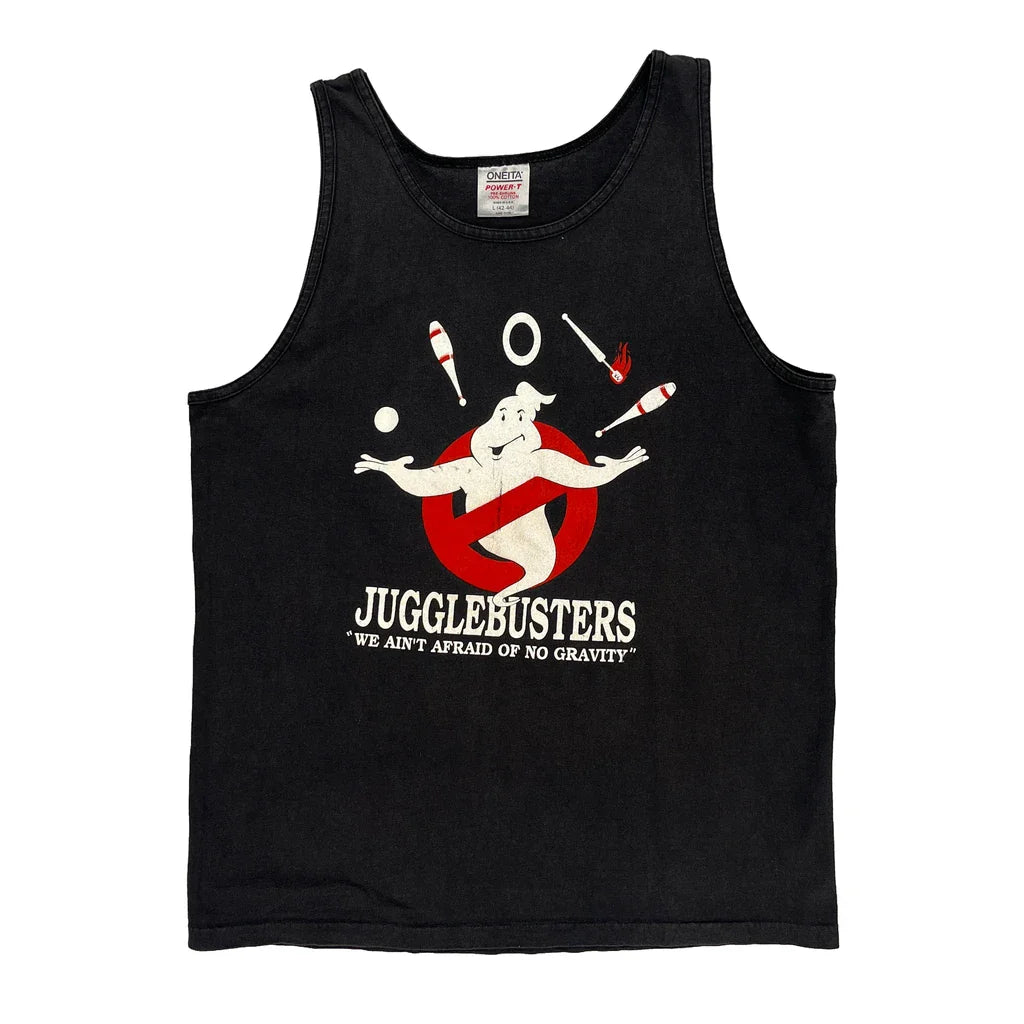 Jugglebusters Oneita Single Stitch Vest - Large Black Cotton Refurbished - Thrifted (note: this is a term often used to describe second- refurbished available on Cerqular