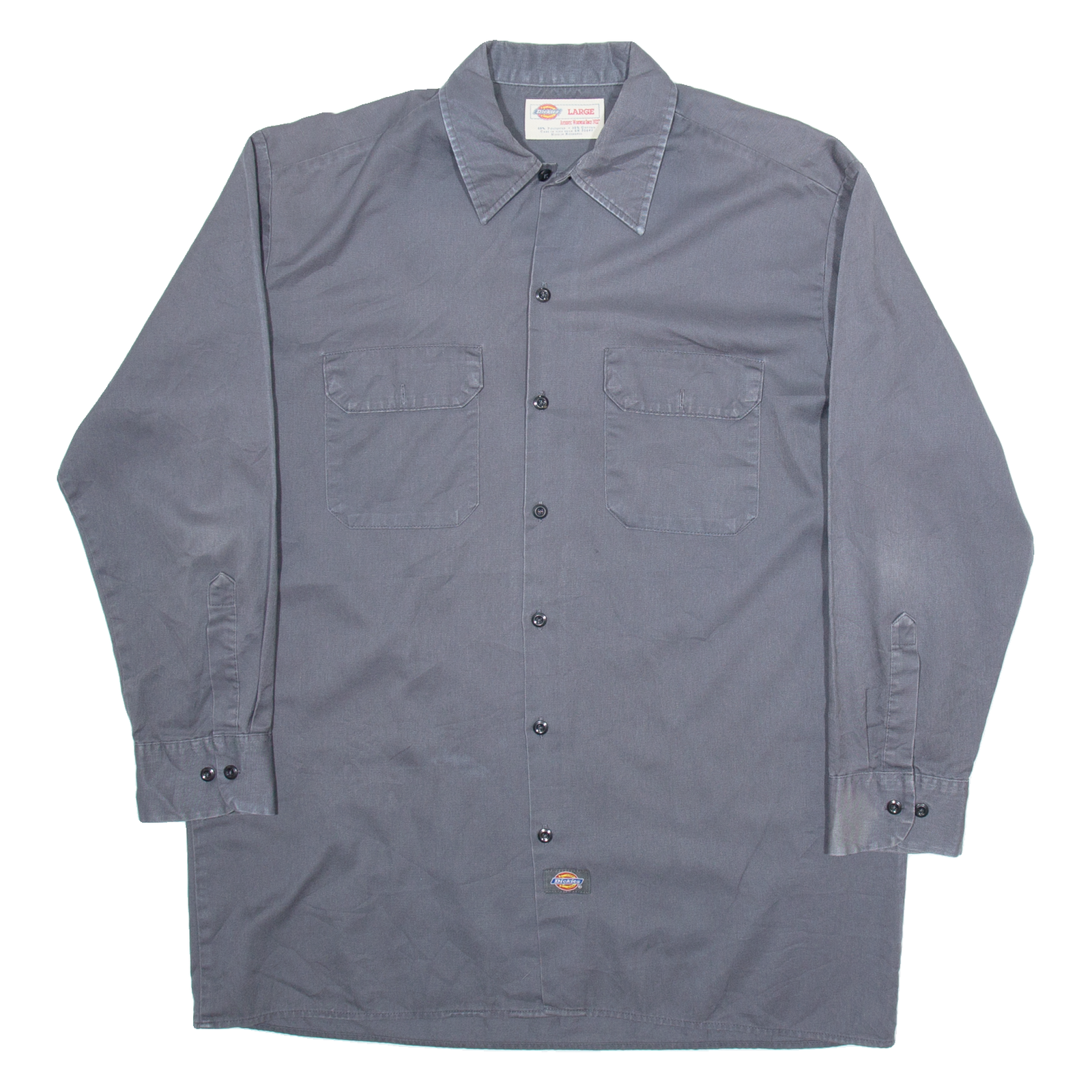DICKIES Mens Worker Shirt Grey Long Sleeve L Refurbished - N/A refurbished available on Cerqular