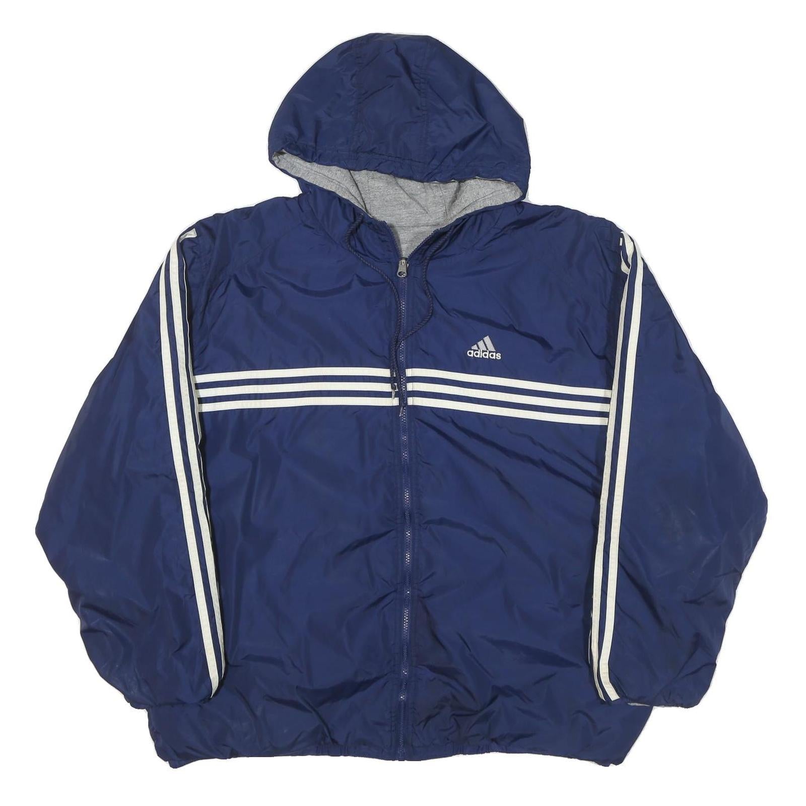 Buy ADIDAS Mens Blue White Striped Zip Up Hooded Jacket XL Polyester Blend Refurbished - $51.99 ADIDAS Mens Blue White Striped Zip Up Hooded Jacket XL Polyester Blend Refurbished - N/A refurbished available on Cerqular
