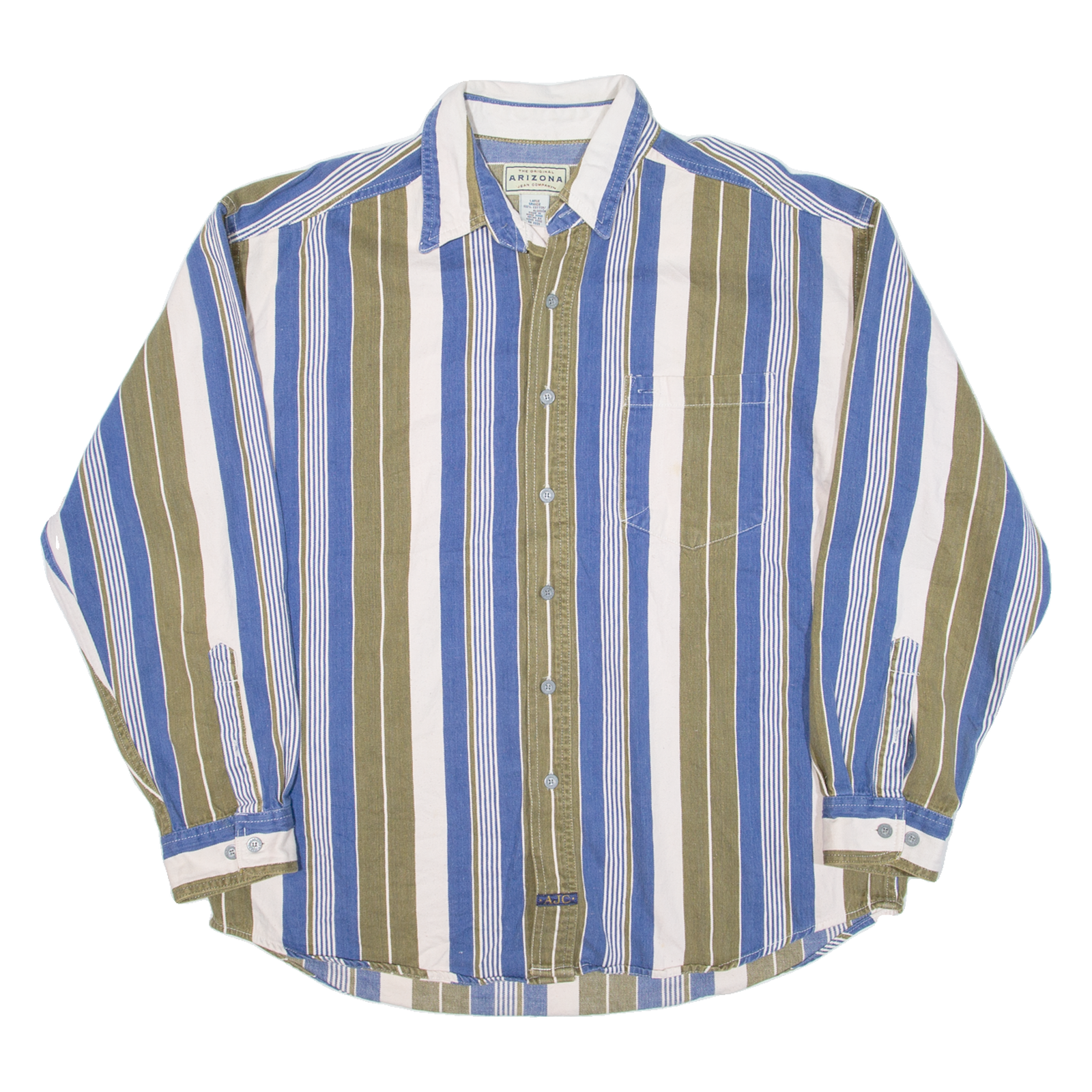 ARIZONA JEAN COMPANY Mens Shirt Green Striped Long Sleeve L Refurbished - N/A refurbished available on Cerqular