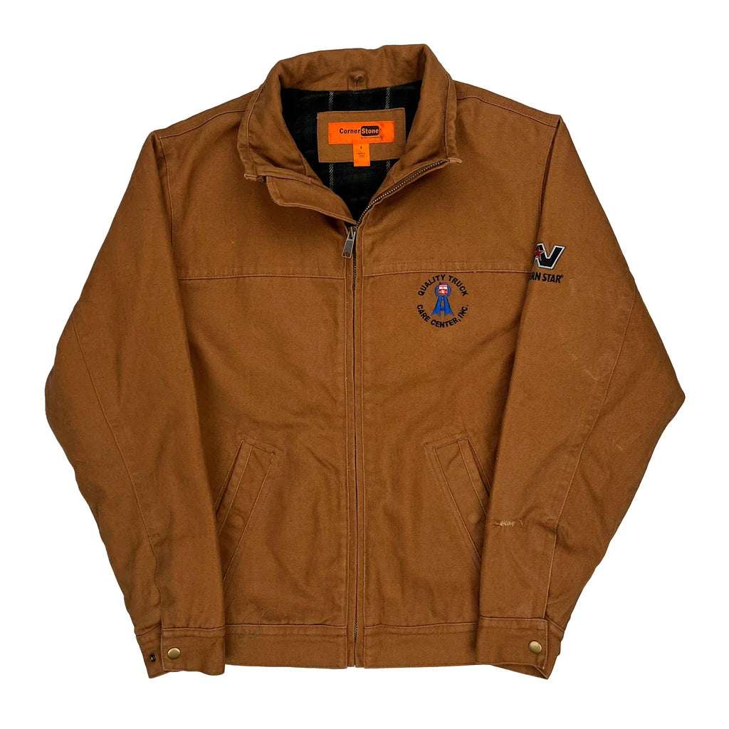 Western Star Corner Stone Workwear Jacket - Small Brown Cotton Refurbished - Thrifted (note: this is a term often used to describe second- refurbished available on Cerqular