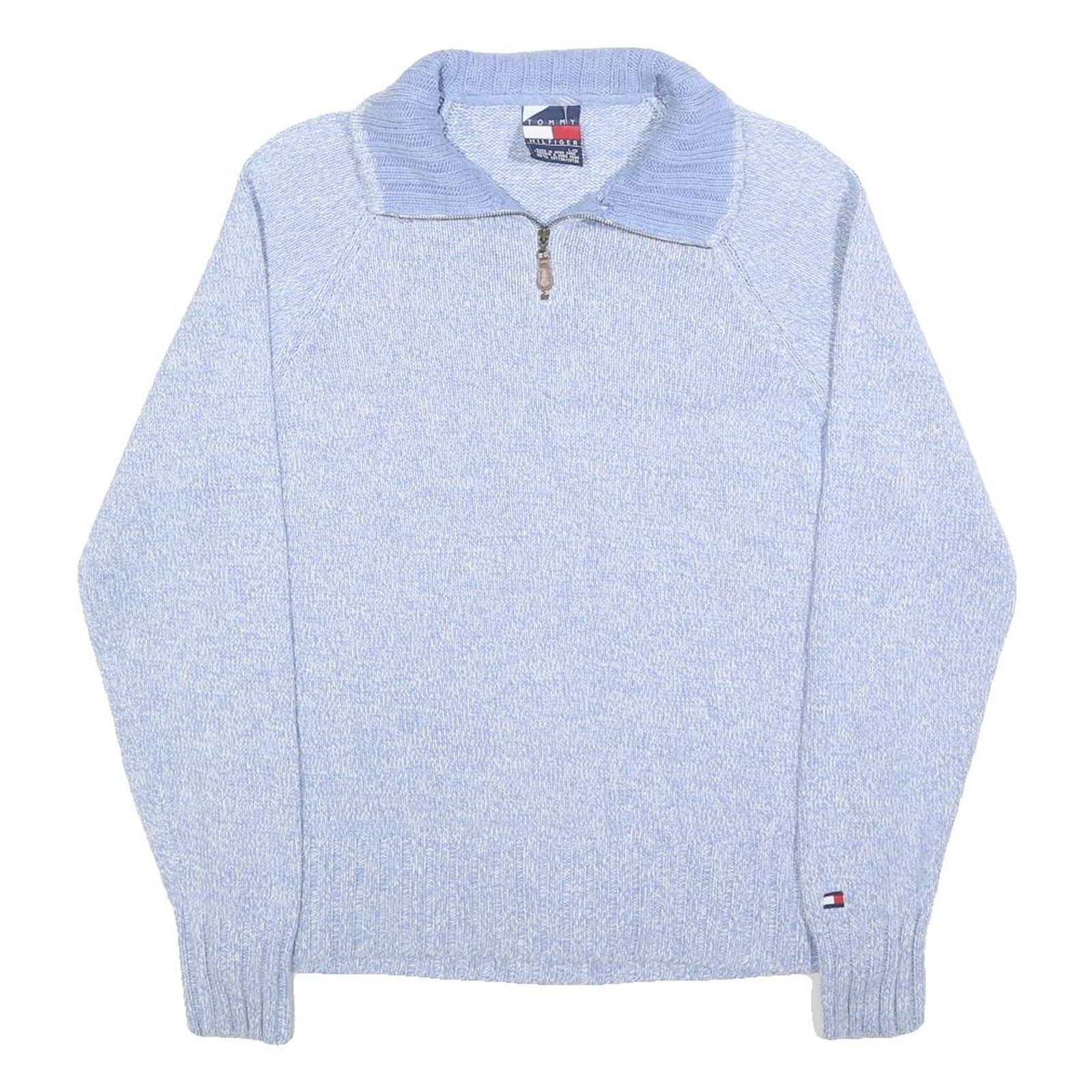 TOMMY HILFIGER Womens Blue Pullover Plain Crew Neck Basic Knit L Cotton Blend Refurbished - N/A refurbished available on Cerqular