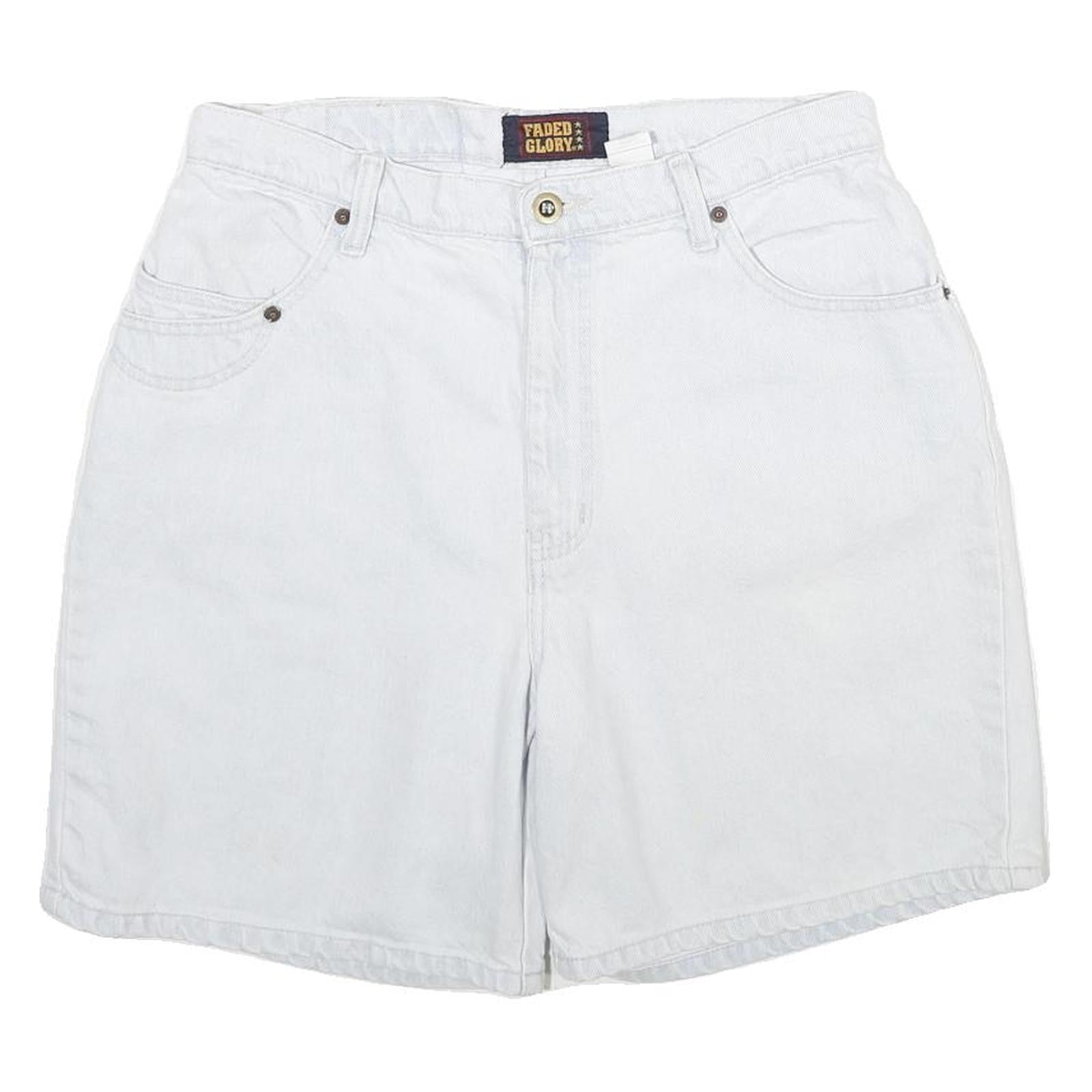 FADED GLORY Womens White Cotton Denim Shorts M W30 Classic Fit Casual Summer Refurbished - N/A refurbished available on Cerqular