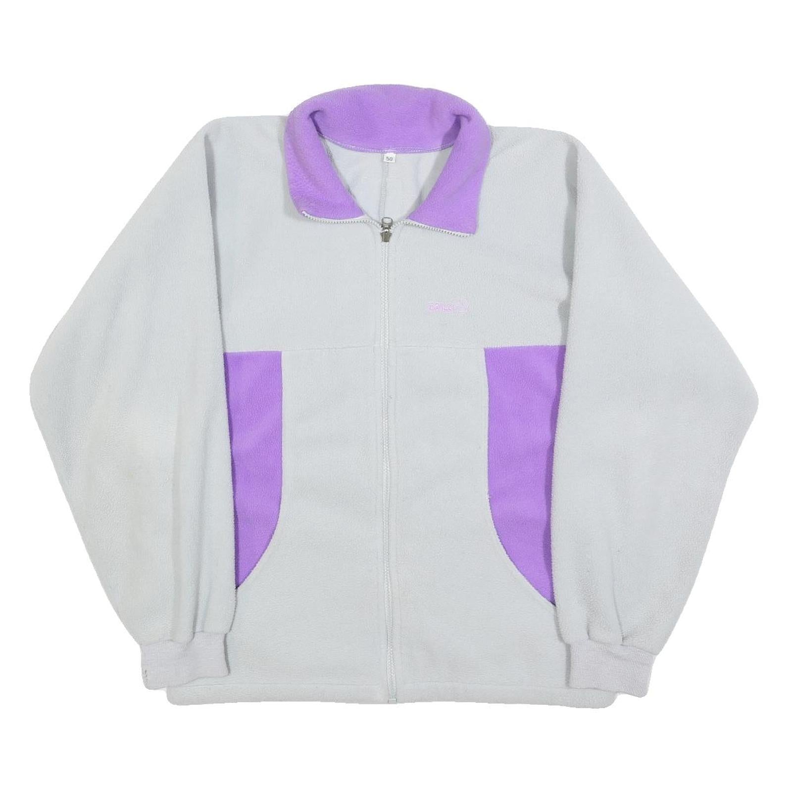 Womens White & Lilac Colourblock Zip Up Polyester Fleece Jacket L Casual Refurbished - N/A refurbished available on Cerqular