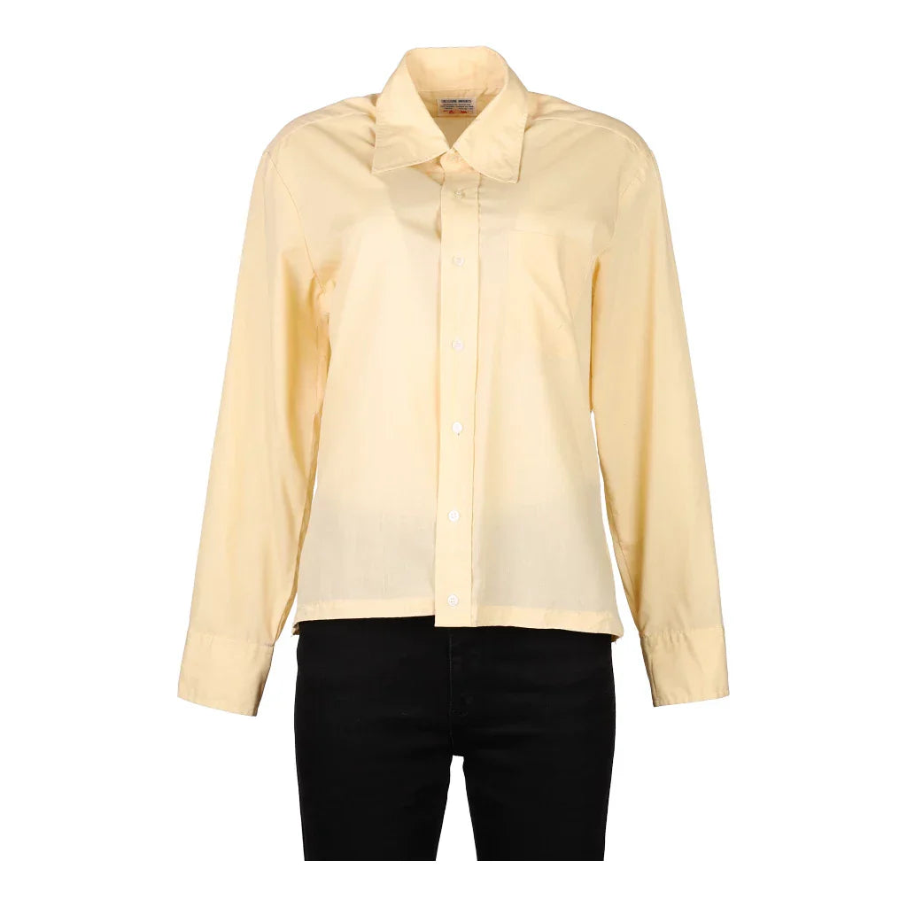 1970s Unbranded Shirt - Medium Yellow Polyester Blend Refurbished - Thrifted (note: this is a term often used to describe second- refurbished available on Cerqular