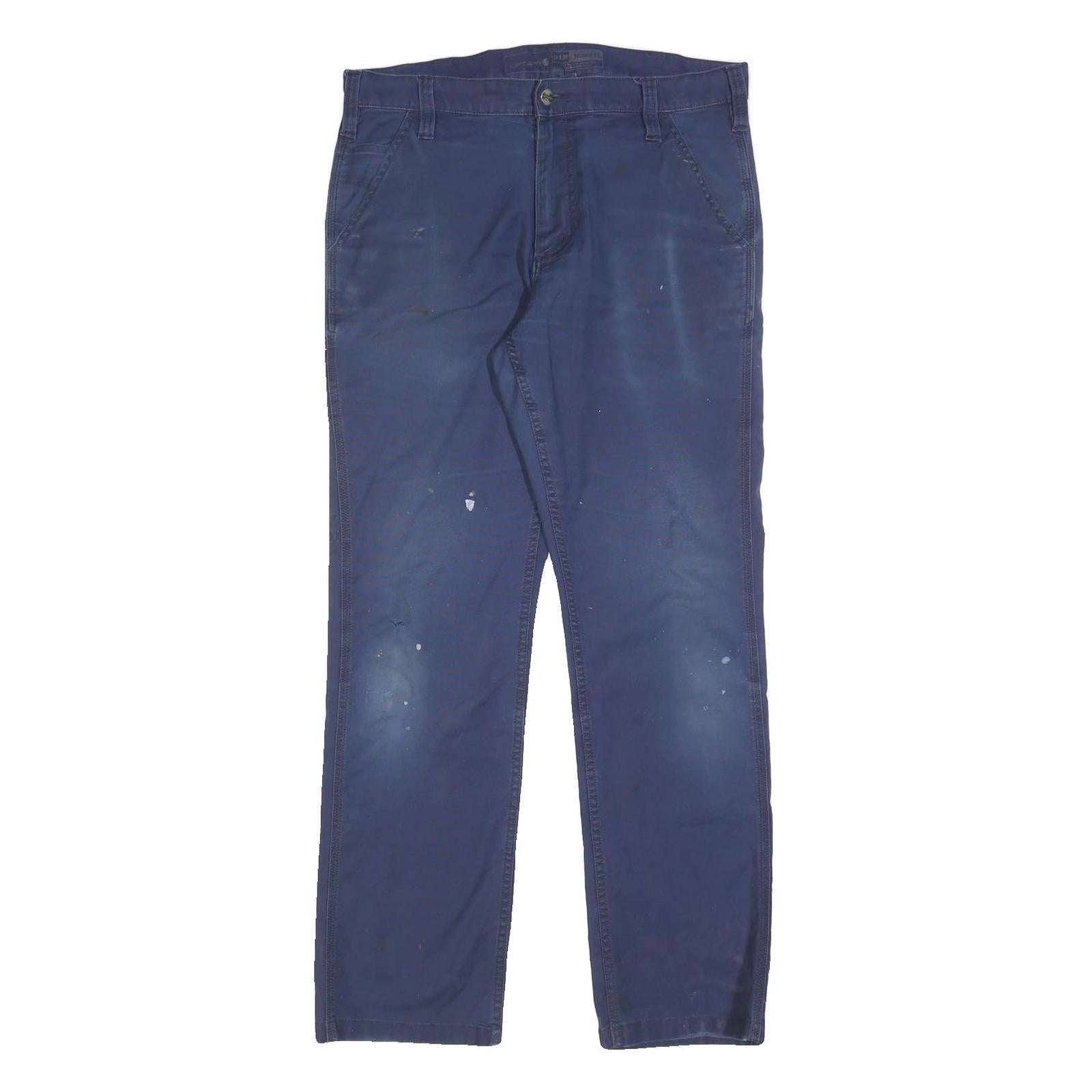 CARHARTT Mens Cotton Blend Blue Regular Straight Trousers W33 L32 Workwear Zip Refurbished - N/A refurbished available on Cerqular