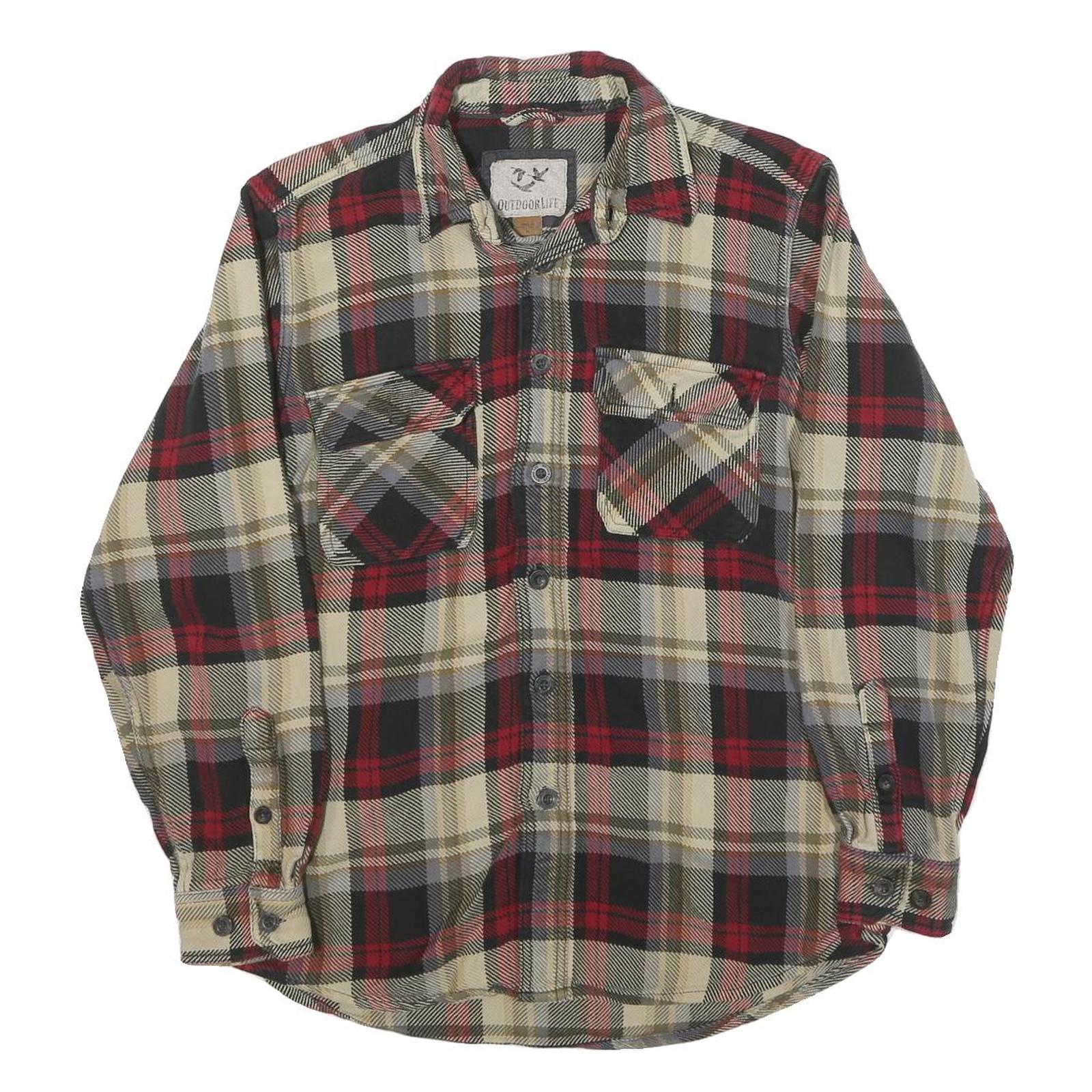 OUTDOOR LIFE Mens Beige & Red Cotton Blend Check Shirt M Casual Lumberjack Refurbished - N/A refurbished available on Cerqular