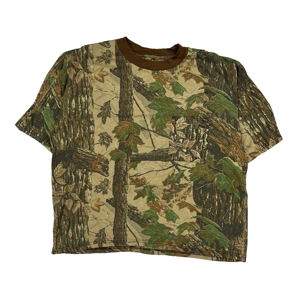 Mossy Oak Camo T-Shirt - XL Green Cotton Refurbished - Thrifted (note: this is a term often used to describe second- refurbished available on Cerqular
