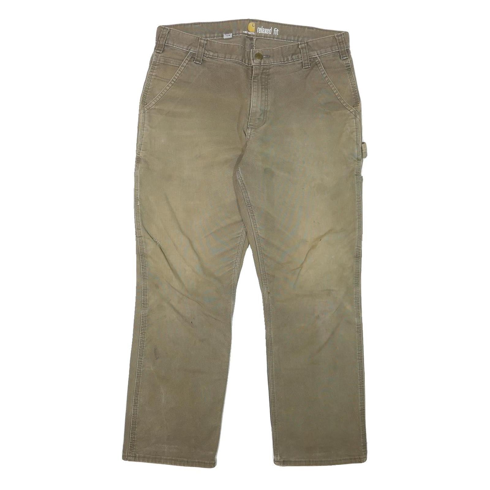 CARHARTT Mens Cotton Blend Relaxed Fit Beige Workwear Trousers W34 L28 Refurbished - N/A refurbished available on Cerqular