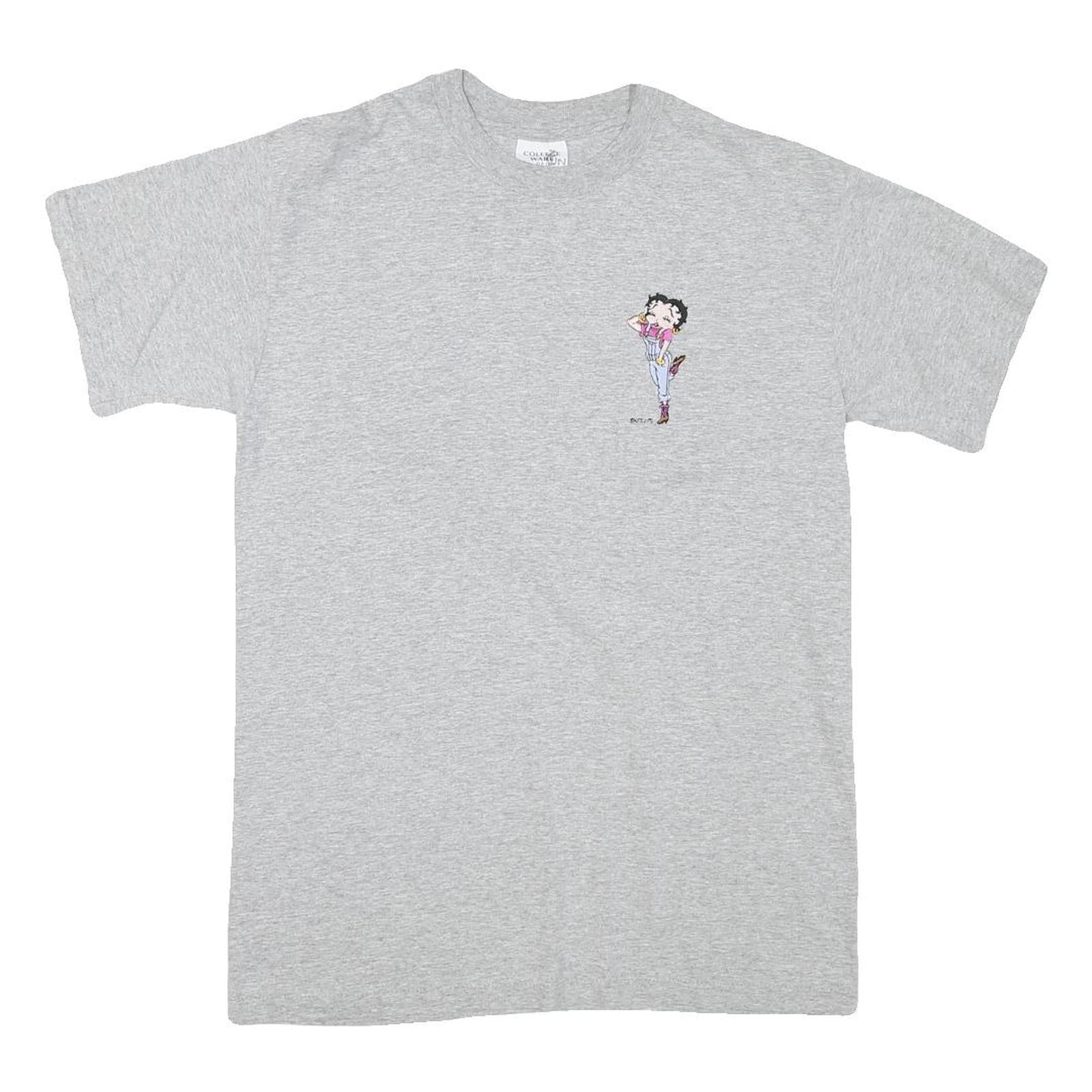 COLLEGE WEAR Mens Grey Betty Boop Graphic T-Shirt M Short Sleeve Crew Neck Retro Refurbished - N/A refurbished available on Cerqular