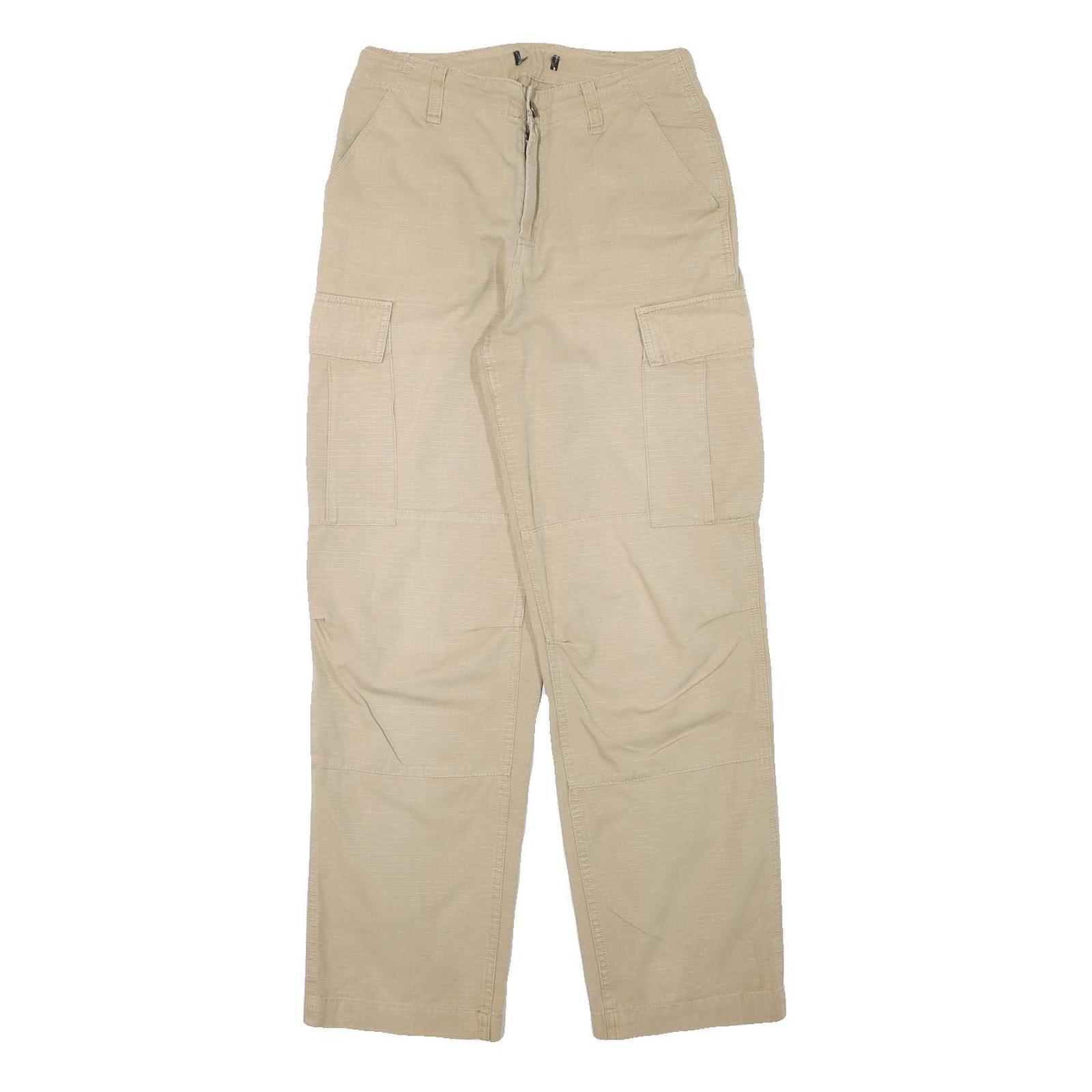 Womens Beige Cotton Blend Relaxed Cargo Trousers W27 L29 Casual Utility Zip Refurbished - N/A refurbished available on Cerqular