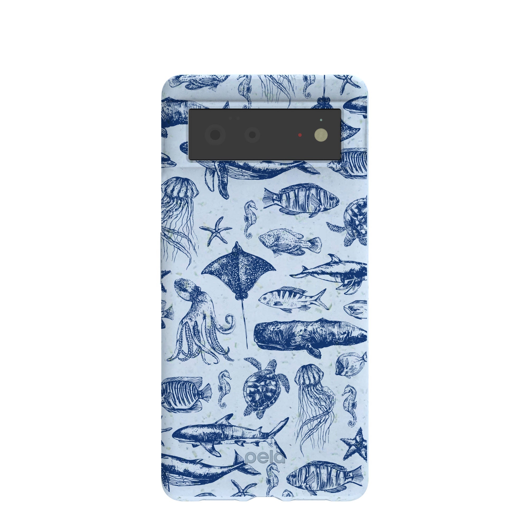 Powder Blue Marine Life Google Pixel 6 Case Refurbished - Pela Case refurbished available on Cerqular