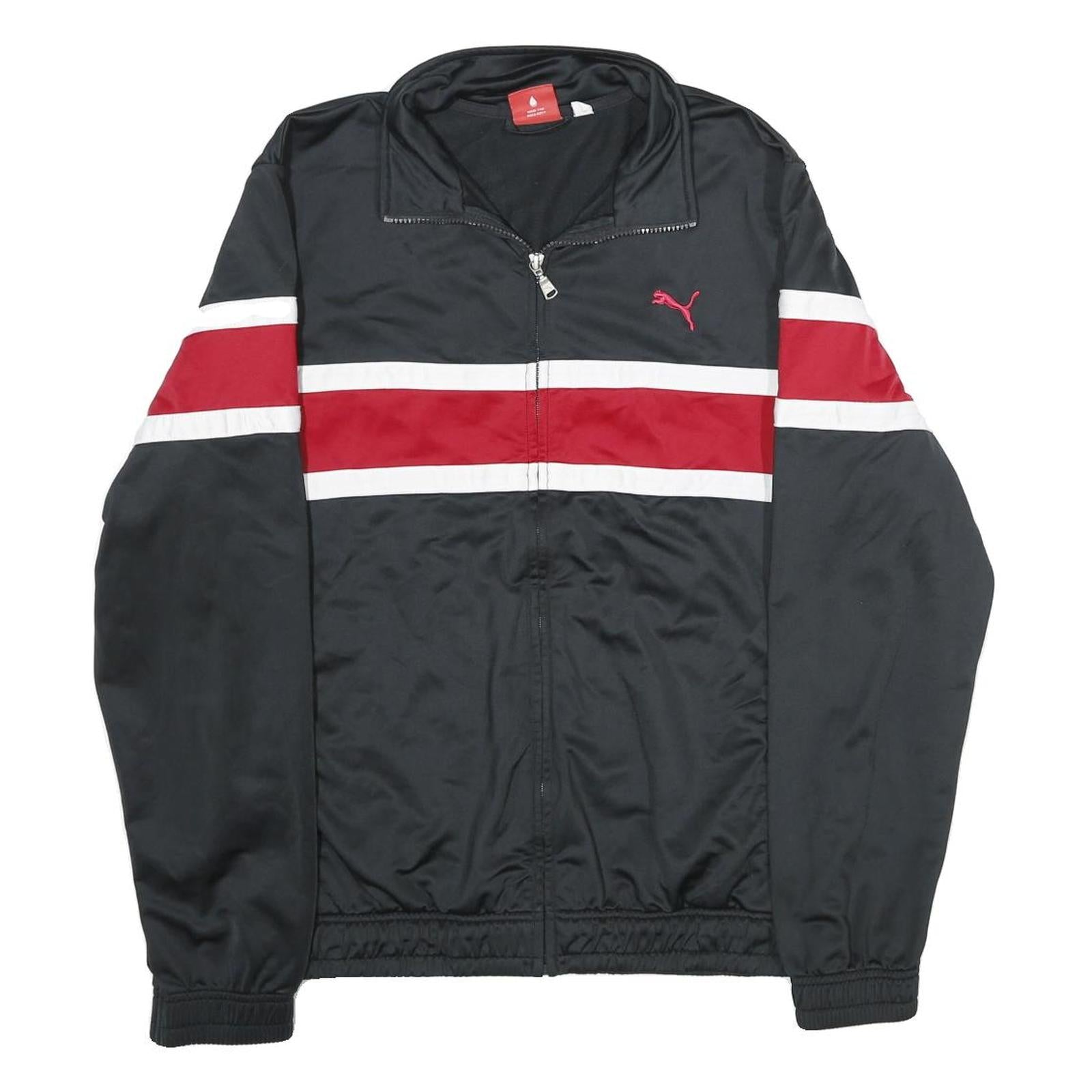 PUMA Mens Black & Red Track Jacket M Polyester Zip Athletic Sportswear Refurbished - N/A refurbished available on Cerqular