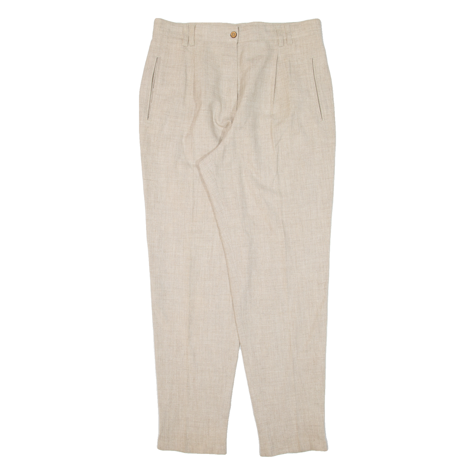 THE LEGEND Womens Trousers Beige Regular Tapered Linen W32 L29 Refurbished - N/A refurbished available on Cerqular