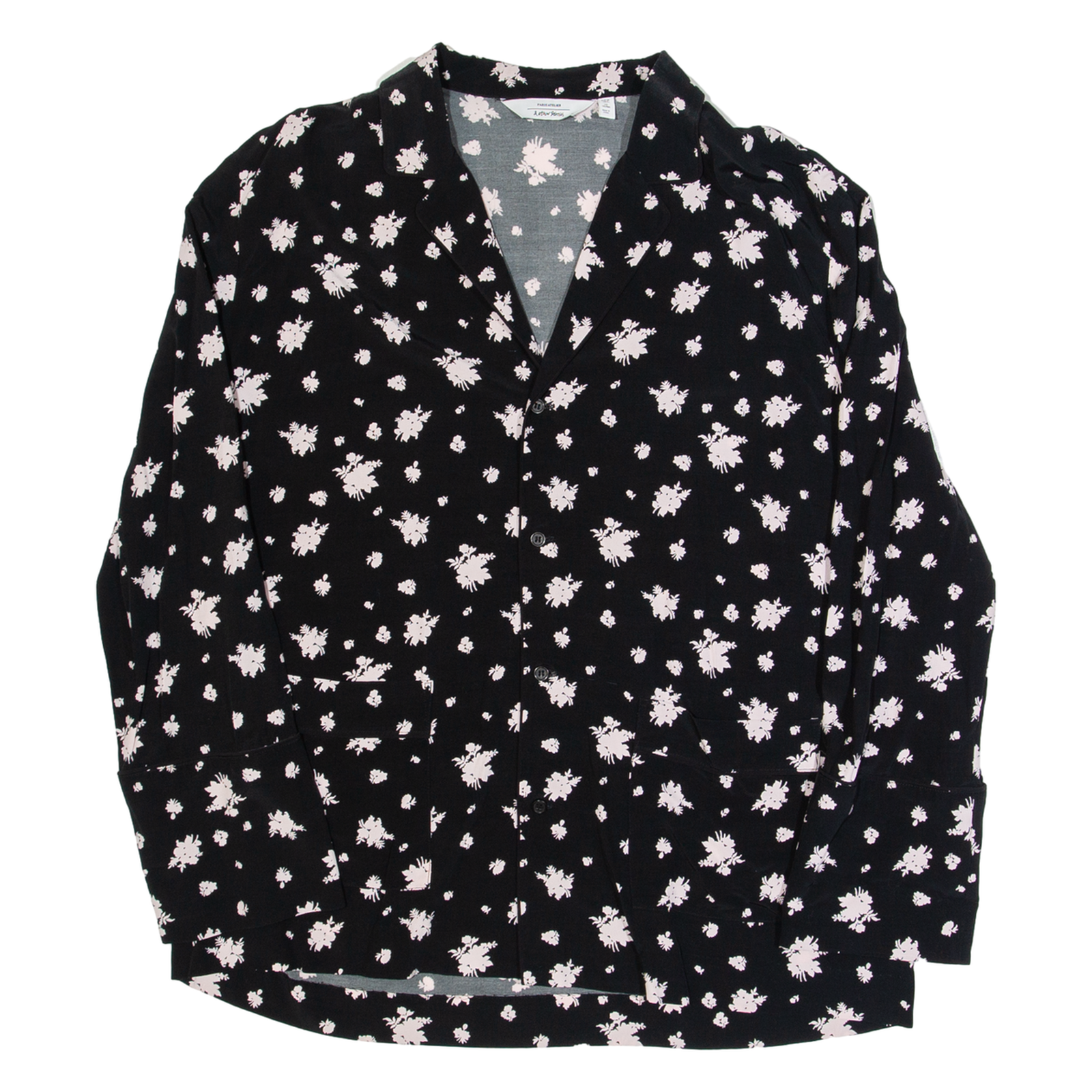 & OTHER STORIES PARIS ATELIER Womens Printed Shirt Black Collared Floral S Refurbished - N/A refurbished available on Cerqular
