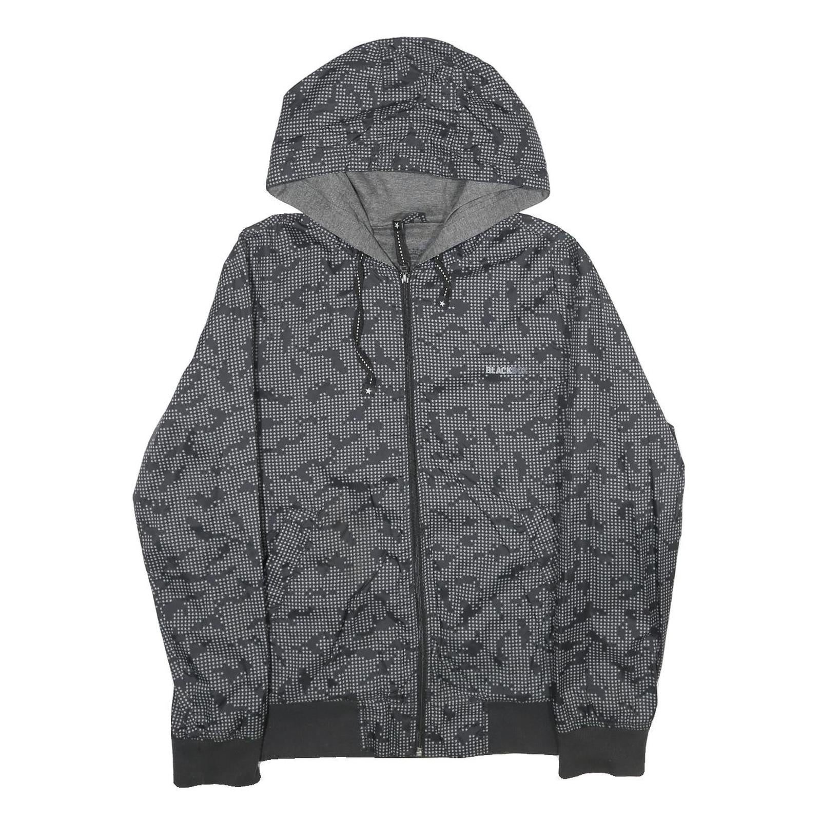 BLACK BOX Mens Grey & Black Camouflage Hoodie Jacket S Woven Zip Hooded Casual Refurbished - N/A refurbished available on Cerqular