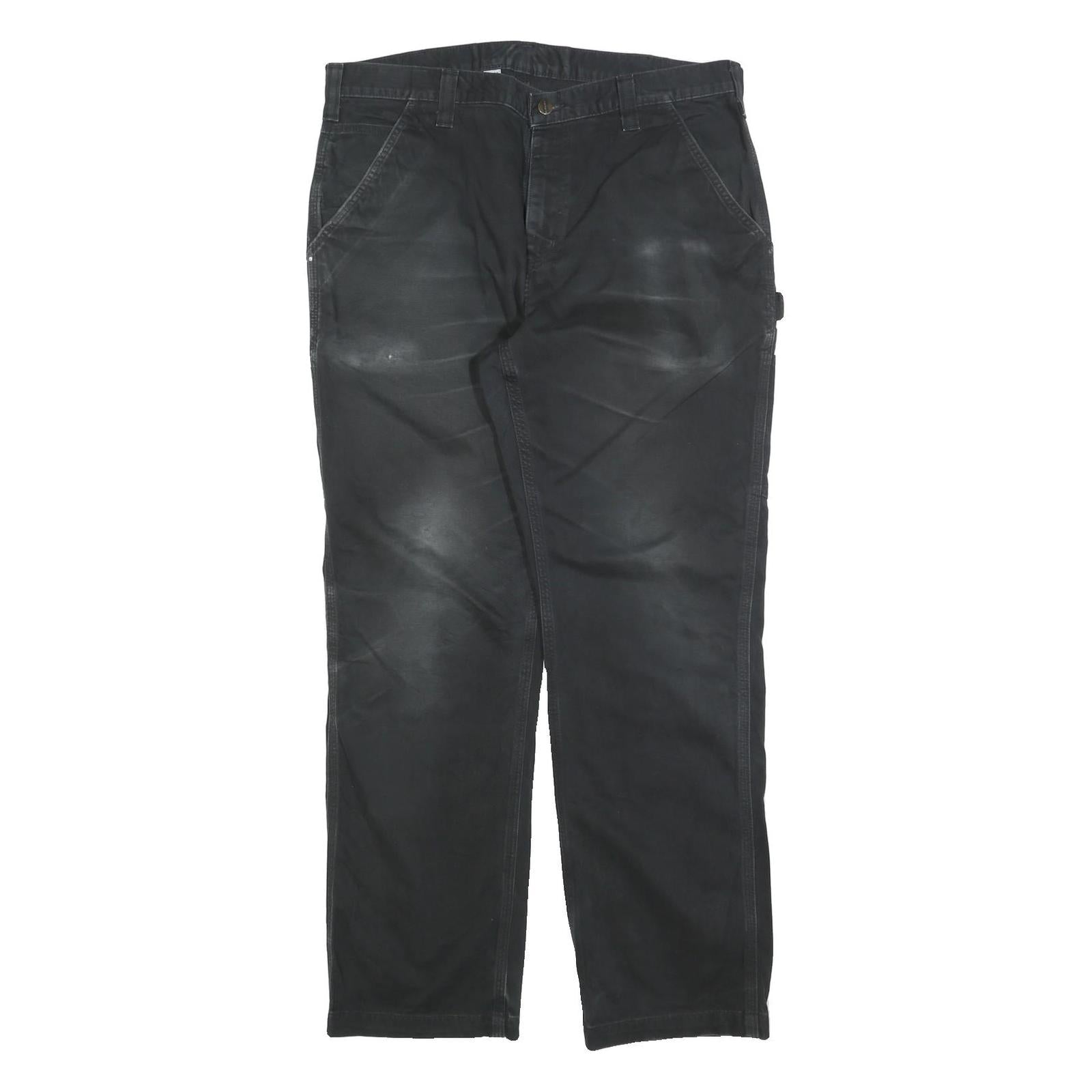 CARHARTT Mens Relaxed Black Cotton Blend Relaxed Leg Trousers W36 L32 Workwear Refurbished - N/A refurbished available on Cerqular